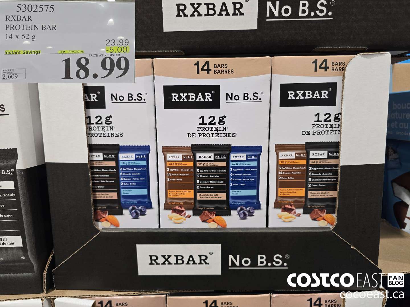 5302575 RXBAR PROTEIN BAR 14 x 52 G ($5.00 INSTANT SAVINGS EXPIRES ON 2025-09-28) $18.99