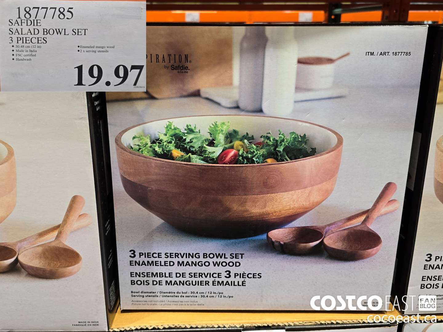 1877785 SAFDIE MANGO WOOD SALAD SET 3 PIECES $19.97