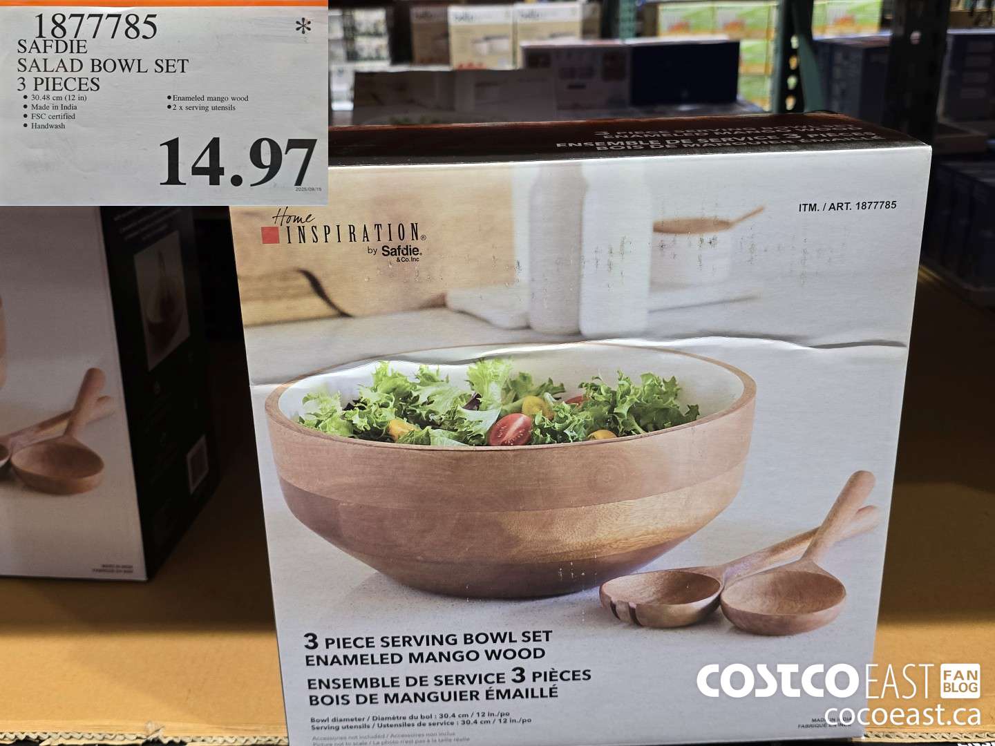 1877785 SAFDIE MANGO WOOD SALAD SET 3 PIECES $14.97