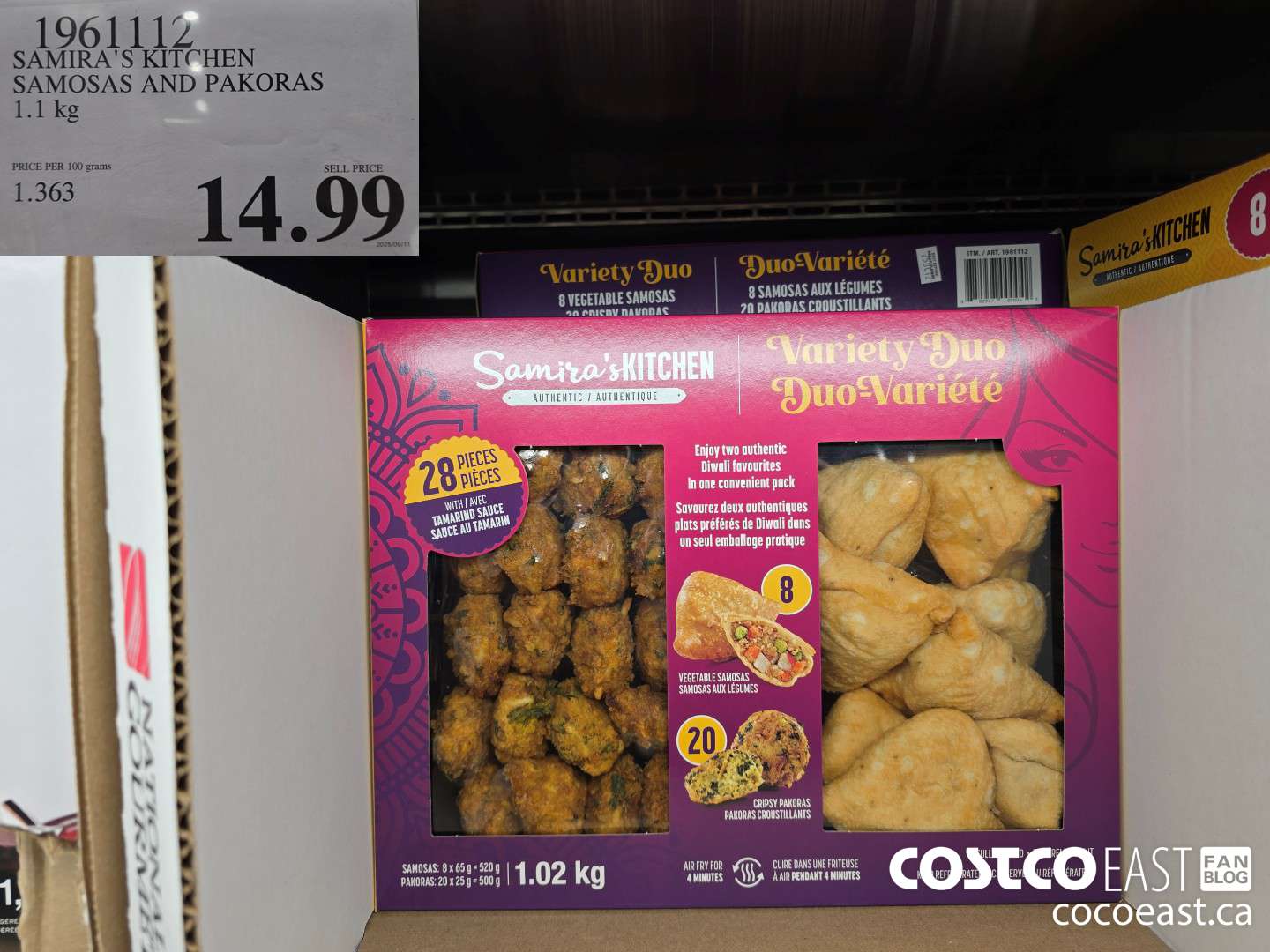 1961112 SAMIRA'S KITCHEN SAMOSAS AND PAKORAS 1.1 KG $14.99