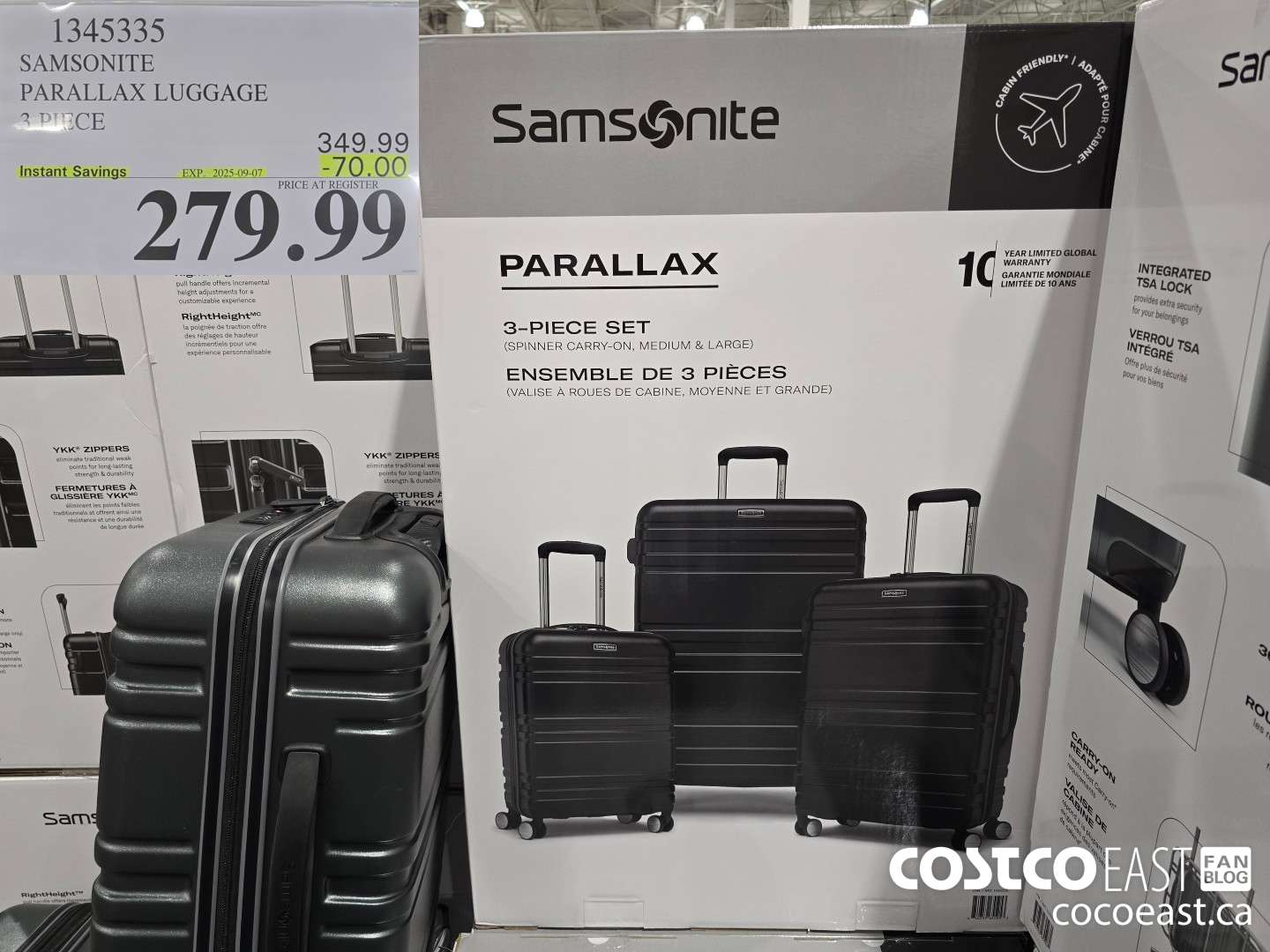 1345335 SAMSONITE PARALLAX LUGGAGE 3 PIECE ($70.00 INSTANT SAVINGS EXPIRES ON 2025-09-07) $279.99