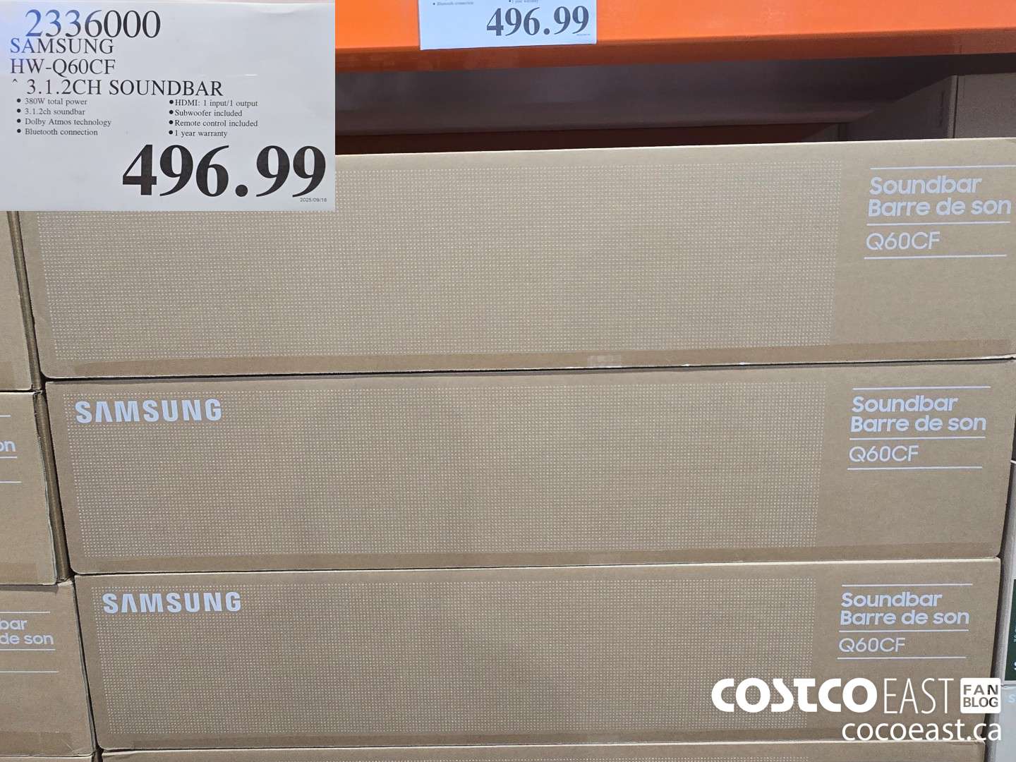 2336000 SAMSUNG HW-Q60CF ~ 3.1.2CH SOUNDBAR $496.99