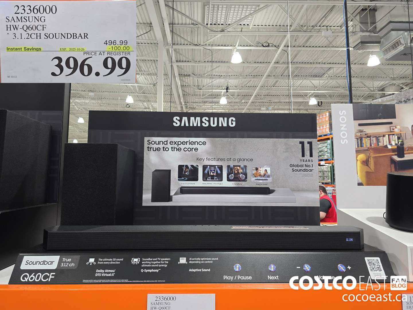 2336000 SAMSUNG HW-Q60CF ~ 3.1.2CH SOUNDBAR ($100.00 INSTANT SAVINGS EXPIRES ON 2025-10-26) $396.99