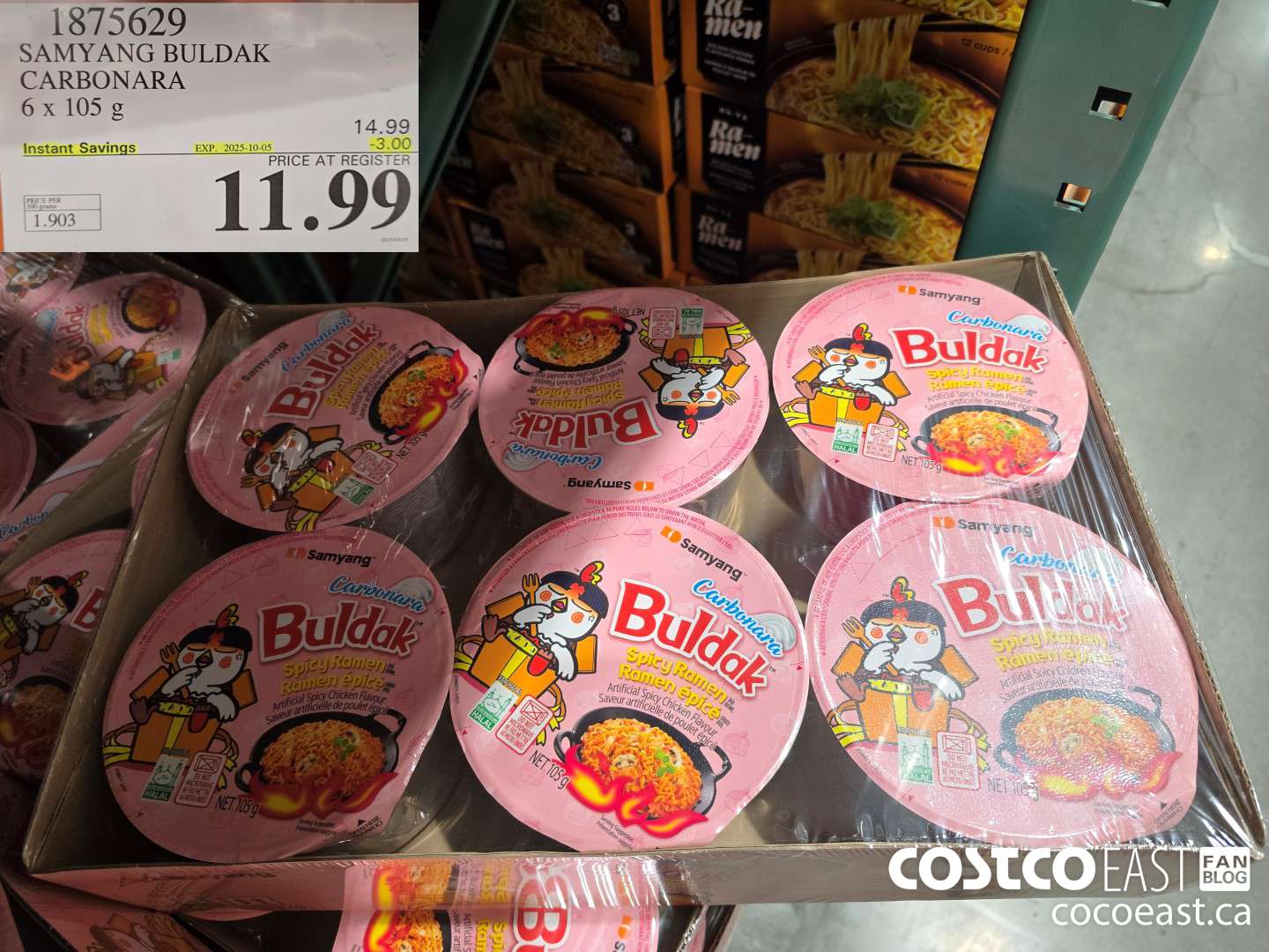 1875629 SAMYANG BULDAK CARBONARA 6 x 105 G ($4.00 INSTANT SAVINGS EXPIRES ON 2025-10-05) $11.99