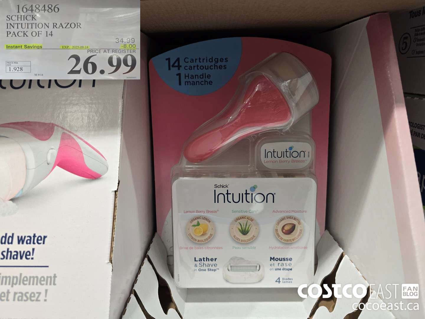1648486 SCHICK INTUITION RAZOR PACK OF 14 ($8.00 INSTANT SAVINGS EXPIRES ON 2025-09-14) $26.99