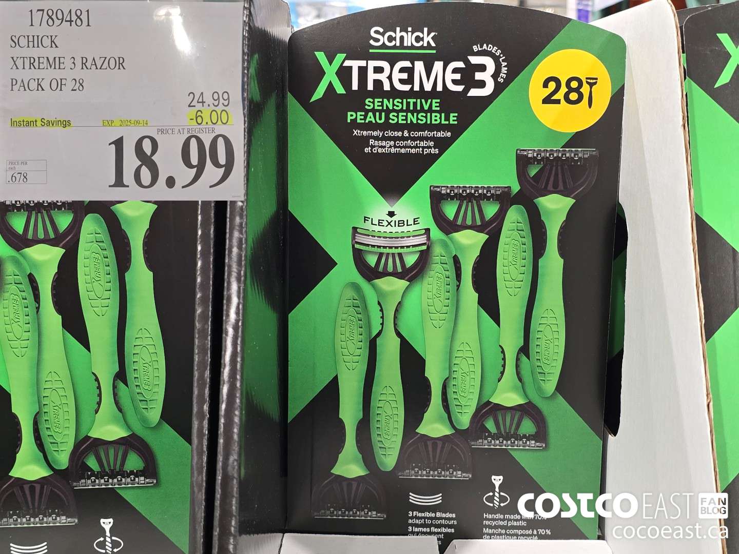 1789481 SCHICK XTREME 3 RAZOR PACK OF 28 ($6.00 INSTANT SAVINGS EXPIRES ON 2025-09-14) $18.99