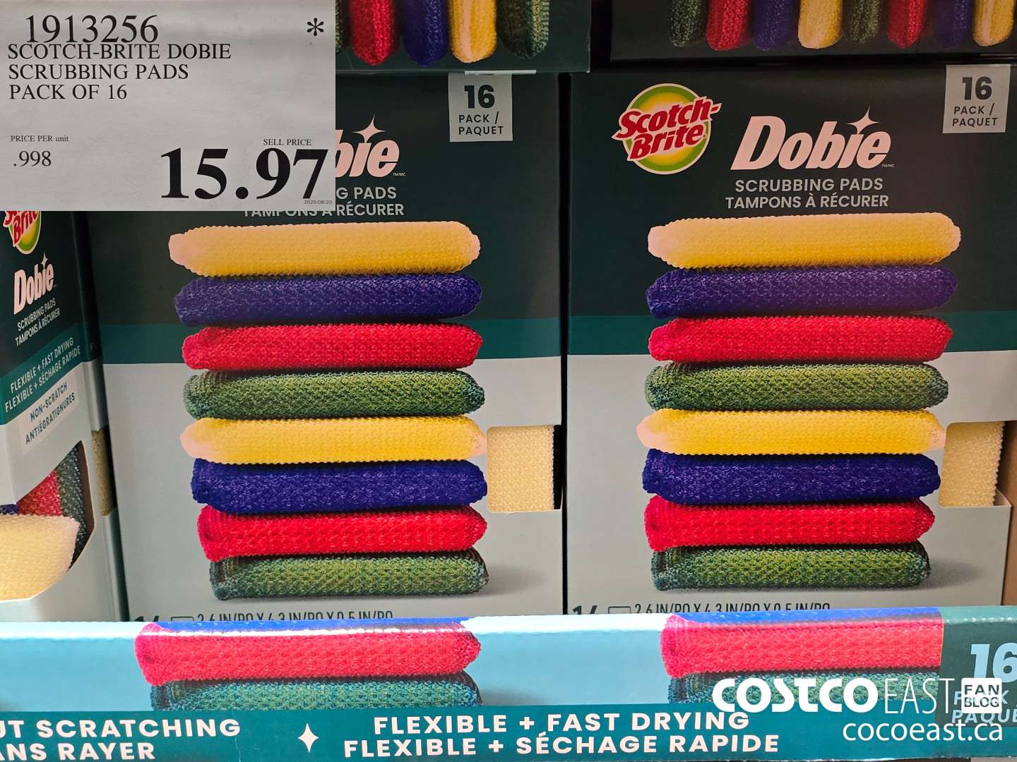 1913256 SCOTCH-BRITE DOBIE SCRUBBING PADS PACK OF 16 $15.97