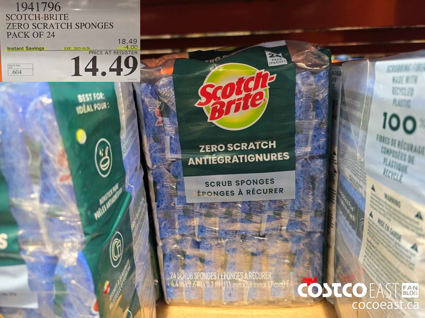 1941796 SCOTCH-BRITE ZERO SCRATCH SPONGES PACK OF 24 ($4.00 INSTANT SAVINGS EXPIRES ON 2025-10-26) $14.49