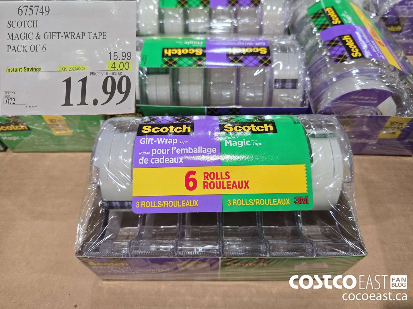 675749 SCOTCH MAGIC & GIFT-WRAP TAPE PACK OF 6 ($4.00 INSTANT SAVINGS EXPIRES ON 2025-09-28) $11.99