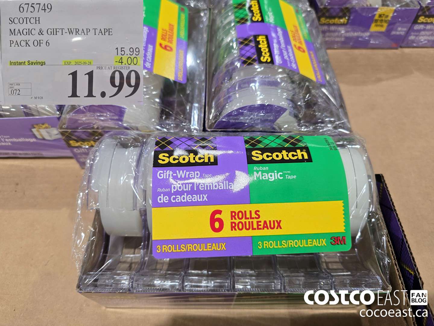 675749 SCOTCH MAGIC & GIFT-WRAP TAPE PACK OF 6 ($4.00 INSTANT SAVINGS EXPIRES ON 2025-09-28) $11.99