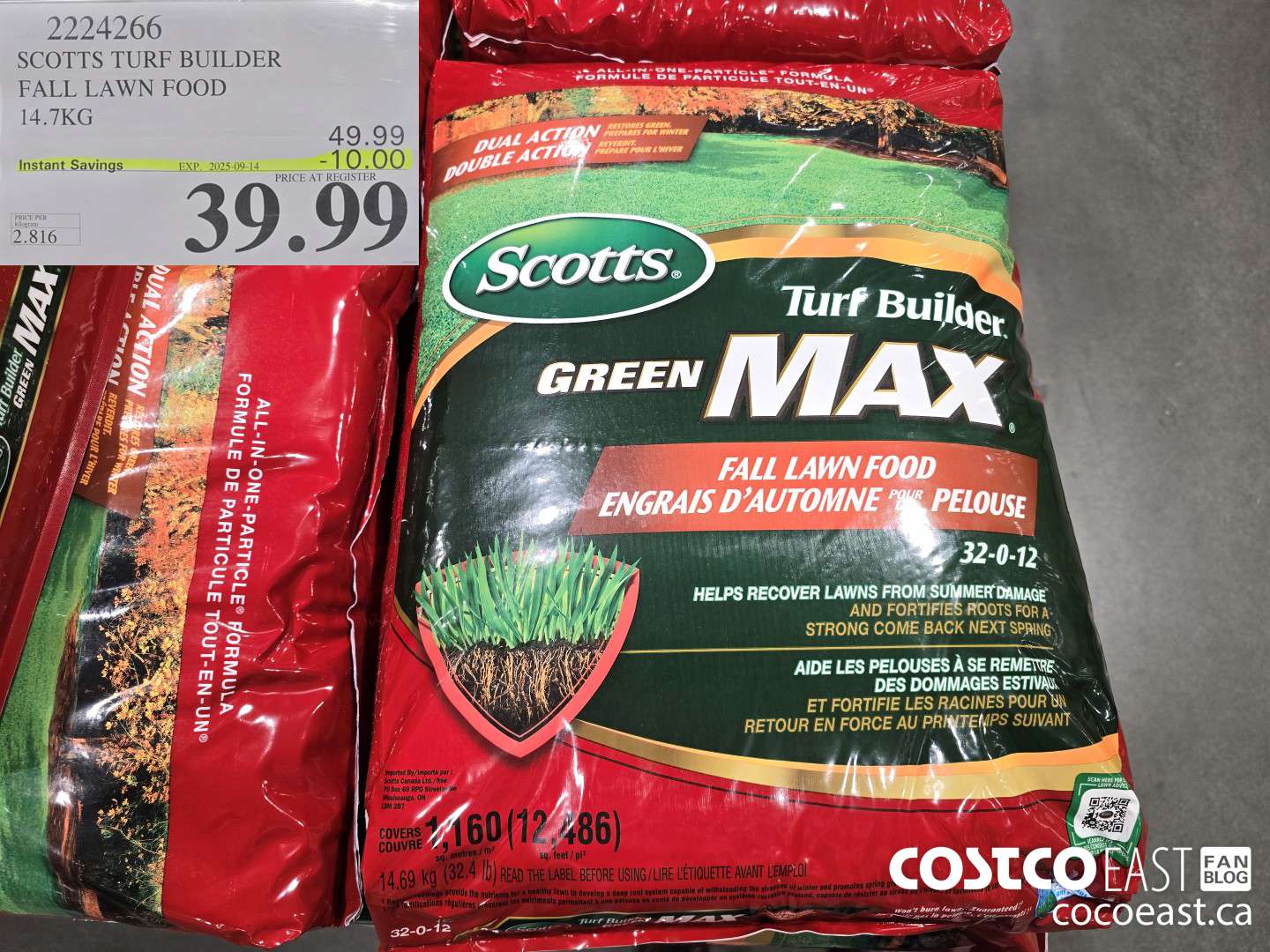 2224266 SCOTTS TURF BUILDER FALL LAWN FOOD 14.87 KG ($10.00 INSTANT SAVINGS EXPIRES ON 2025-09-14) $39.99