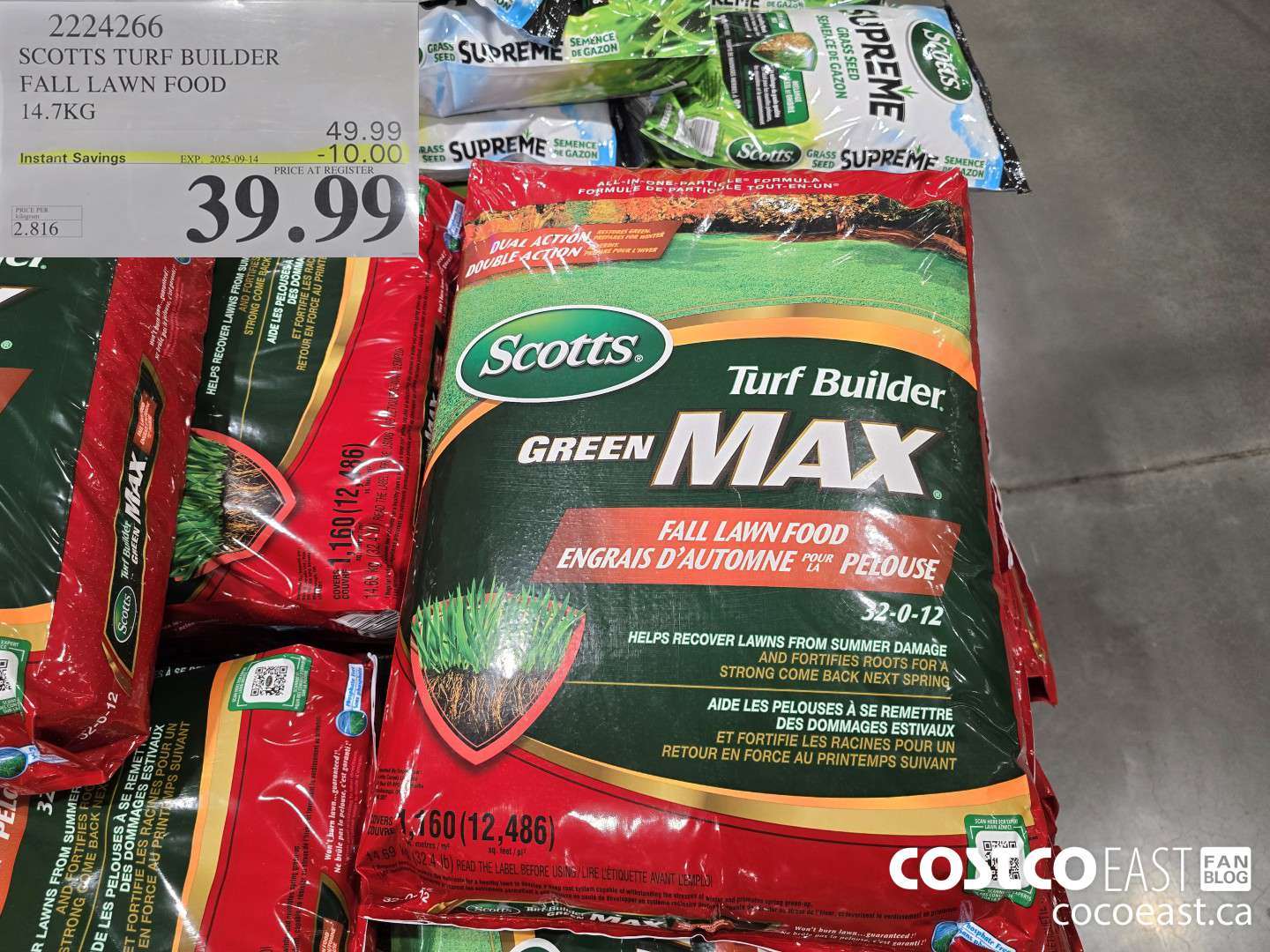 2224266 SCOTTS TURF BUILDER FALL LAWN FOOD 14.87 KG ($10.00 INSTANT SAVINGS EXPIRES ON 2025-09-14) $39.99