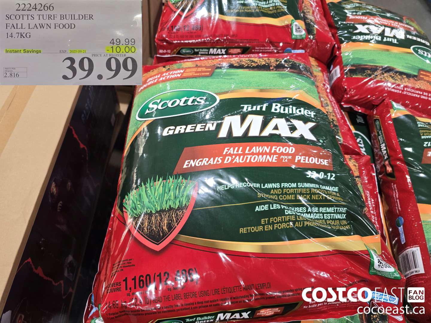 2224266 SCOTTS TURF BUILDER FALL LAWN FOOD 14.87 KG ($10.00 INSTANT SAVINGS EXPIRES ON 2025-09-21) $39.99