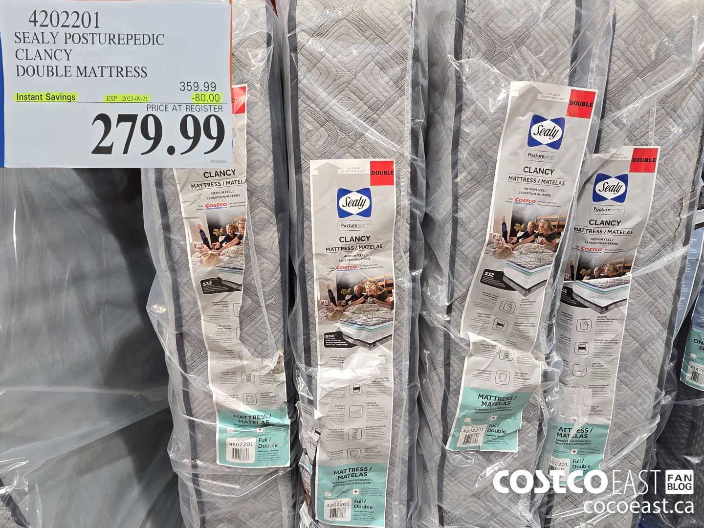 4202201 SEALY POSTUREPEDIC CLANCY DOUBLE MATTRESS ($80.00 INSTANT SAVINGS EXPIRES ON 2025-09-21) $279.99