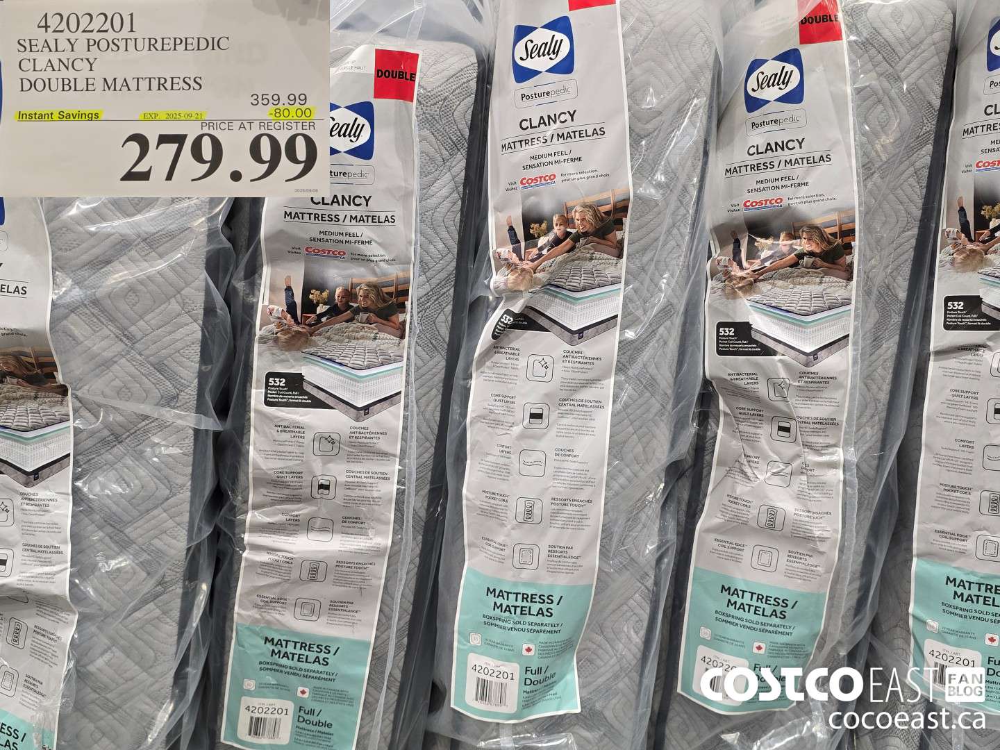 4202201 SEALY POSTUREPEDIC CLANCY DOUBLE MATTRESS ($80.00 INSTANT SAVINGS EXPIRES ON 2025-09-21) $279.99