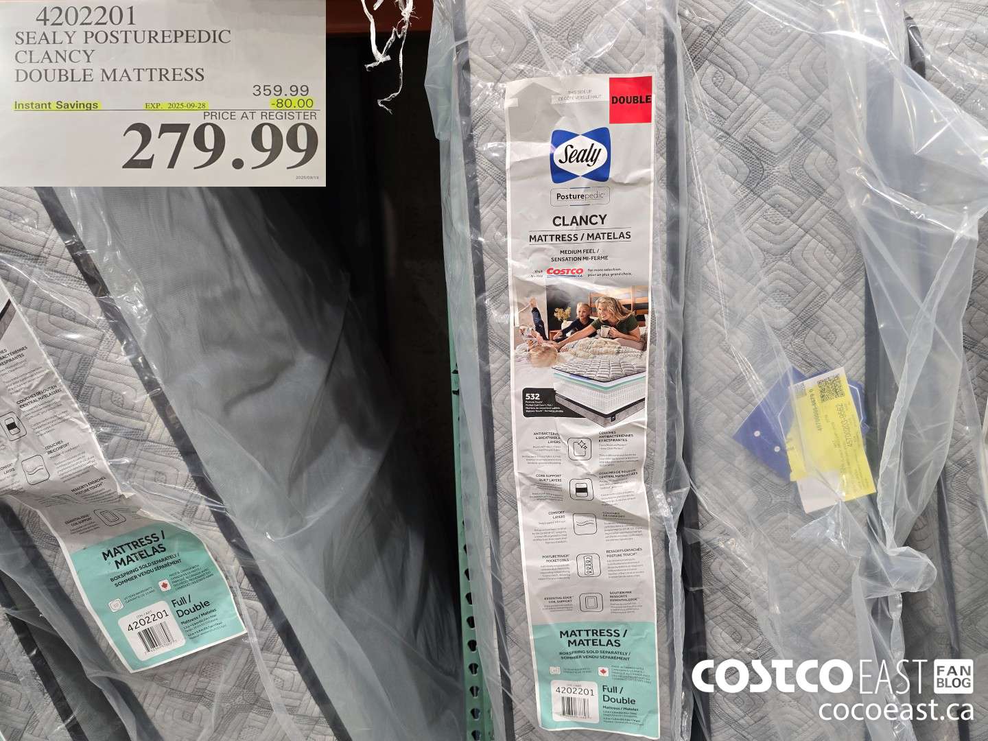 4202201 SEALY POSTUREPEDIC CLANCY DOUBLE MATTRESS ($80.00 INSTANT SAVINGS EXPIRES ON 2025-09-28) $279.99