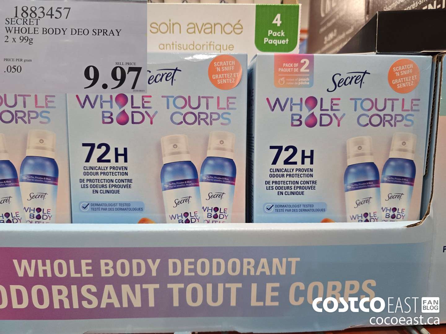 1883457 SECRET WHOLE BODY DEO SPRAY 2 X 99G $9.97