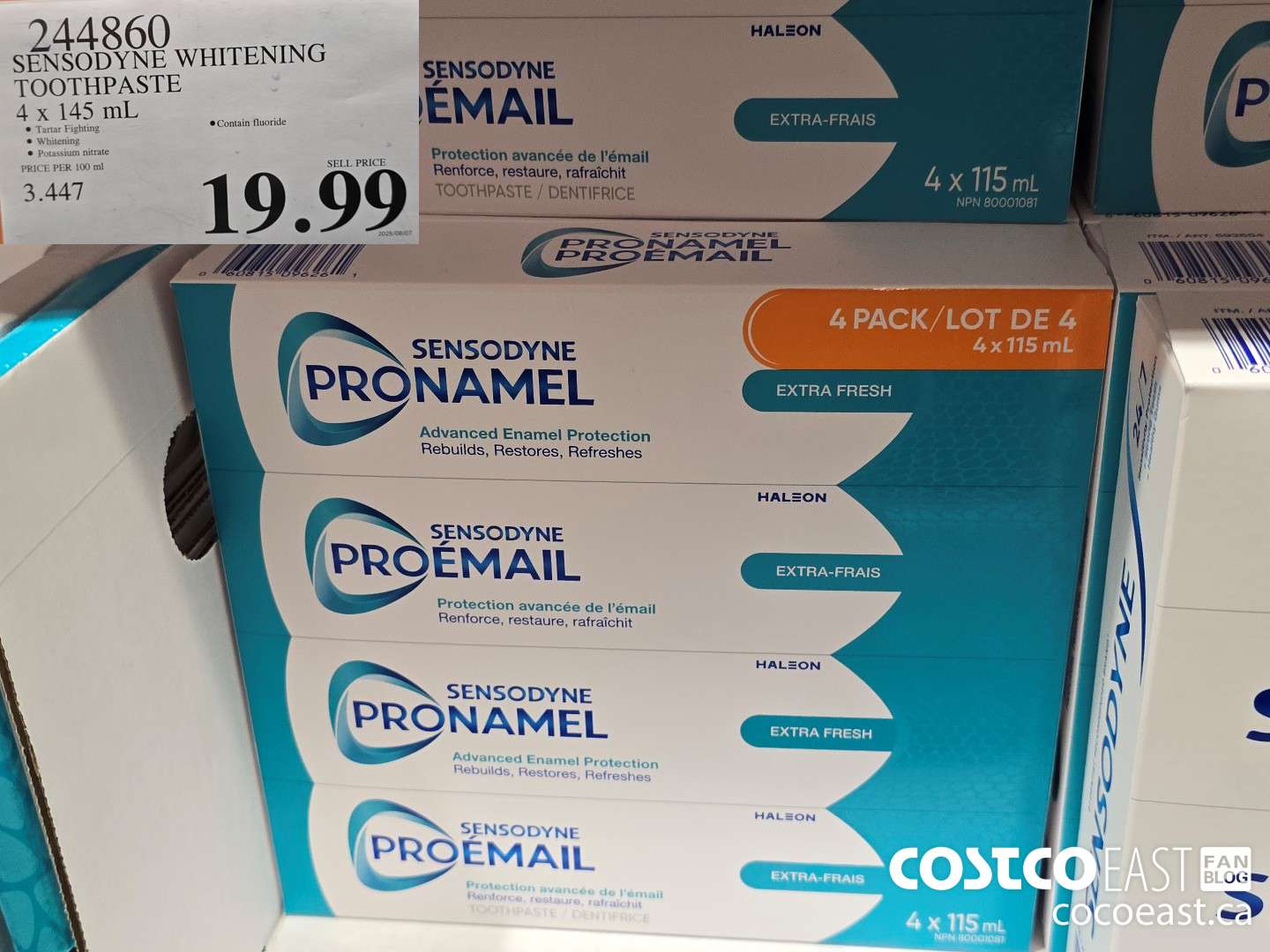 244860 SENSODYNE WHITENING TOOTHPASTE 4 X 145 ML $19.99