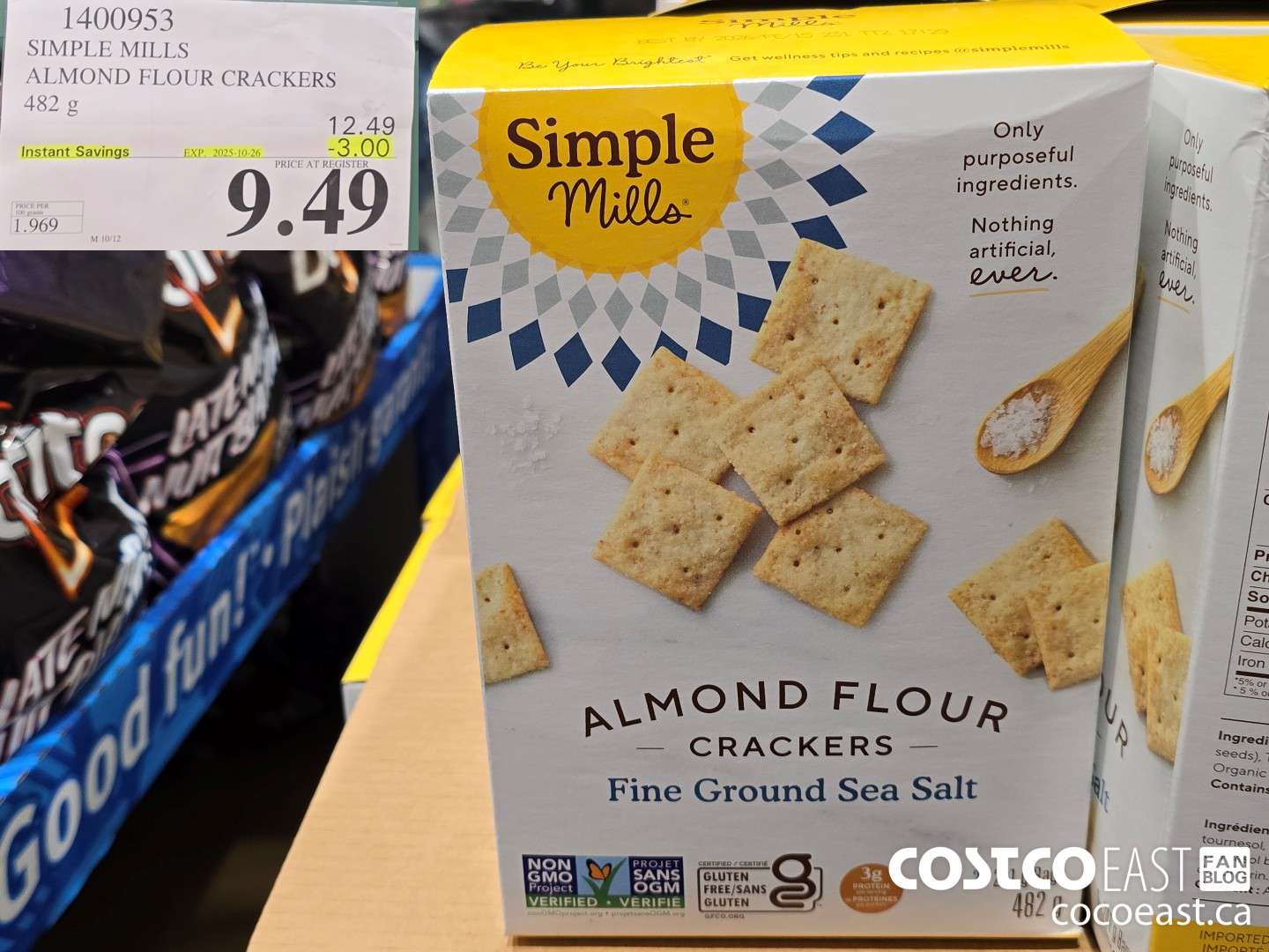 1400953 SIMPLE MILLS ALMOND FLOUR CRACKERS 482 G ($3.00 INSTANT SAVINGS EXPIRES ON 2025-10-26) $9.49