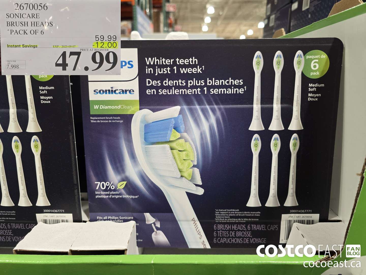 2670056 SONICARE BRUSH HEADS “PACK OF 6 ($12.00 INSTANT SAVINGS EXPIRES ON 2025-09-07) $47.99