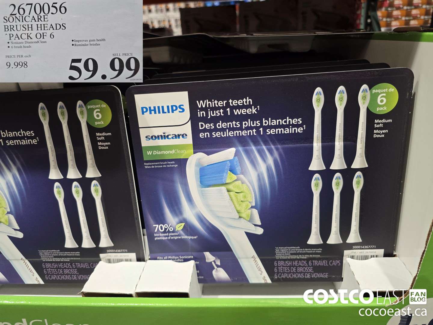 2670056 SONICARE BRUSH HEADS “PACK OF 6 $59.99