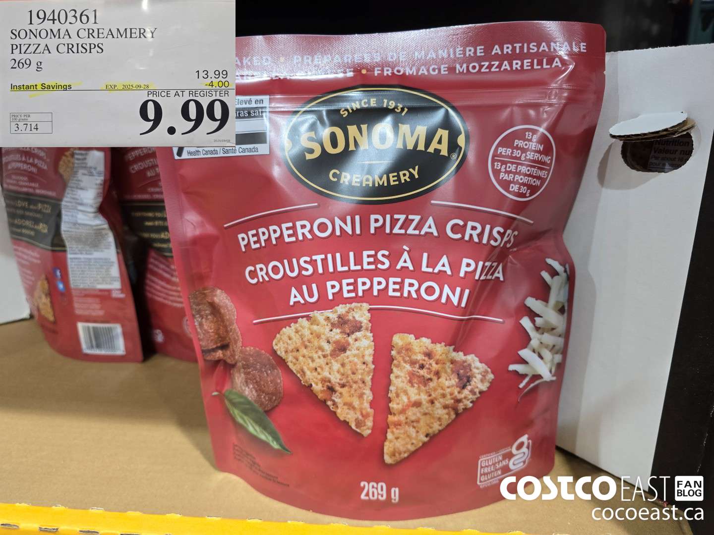 1940361 SONOMA CREAMERY PEPPERONI PIZZA CRISP 269 G ($4.00 INSTANT SAVINGS EXPIRES ON 2025-09-28) $9.99