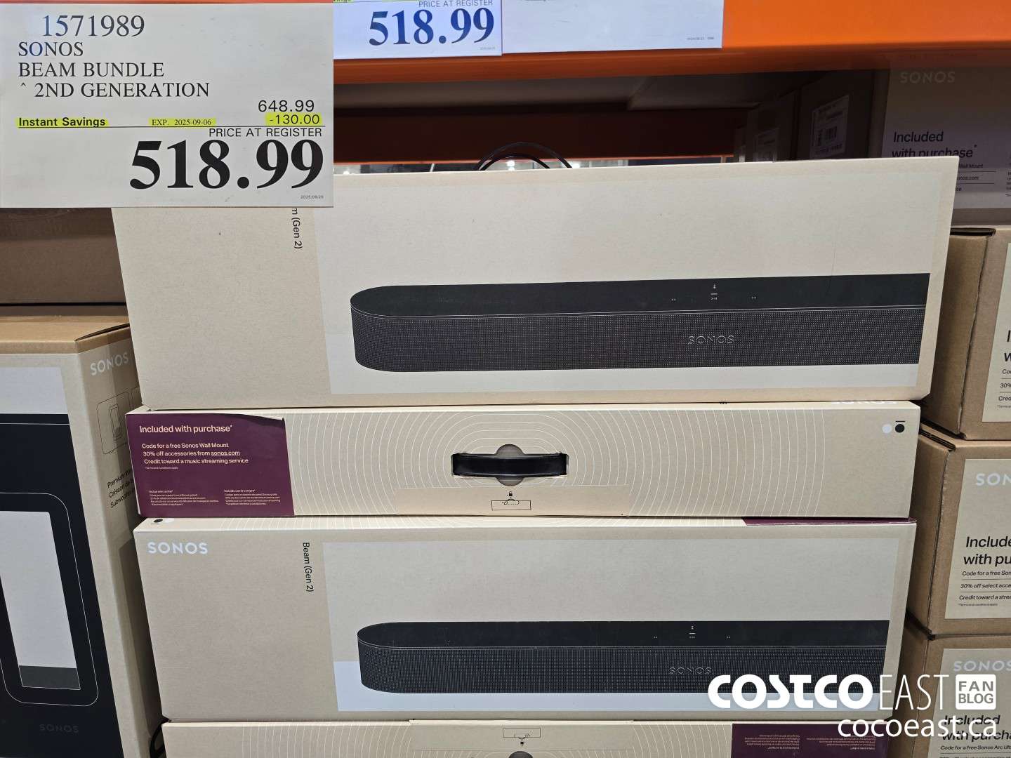 1571989 SONOS BEAM BUNDLE 2ND GENERATION ($130.00 INSTANT SAVINGS EXPIRES ON 2025-09-06) $518.99