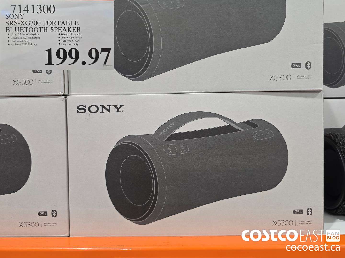 7141300 SONY SRS-XG300 PORTABLE BLUETOOTH SPEAKER $199.97