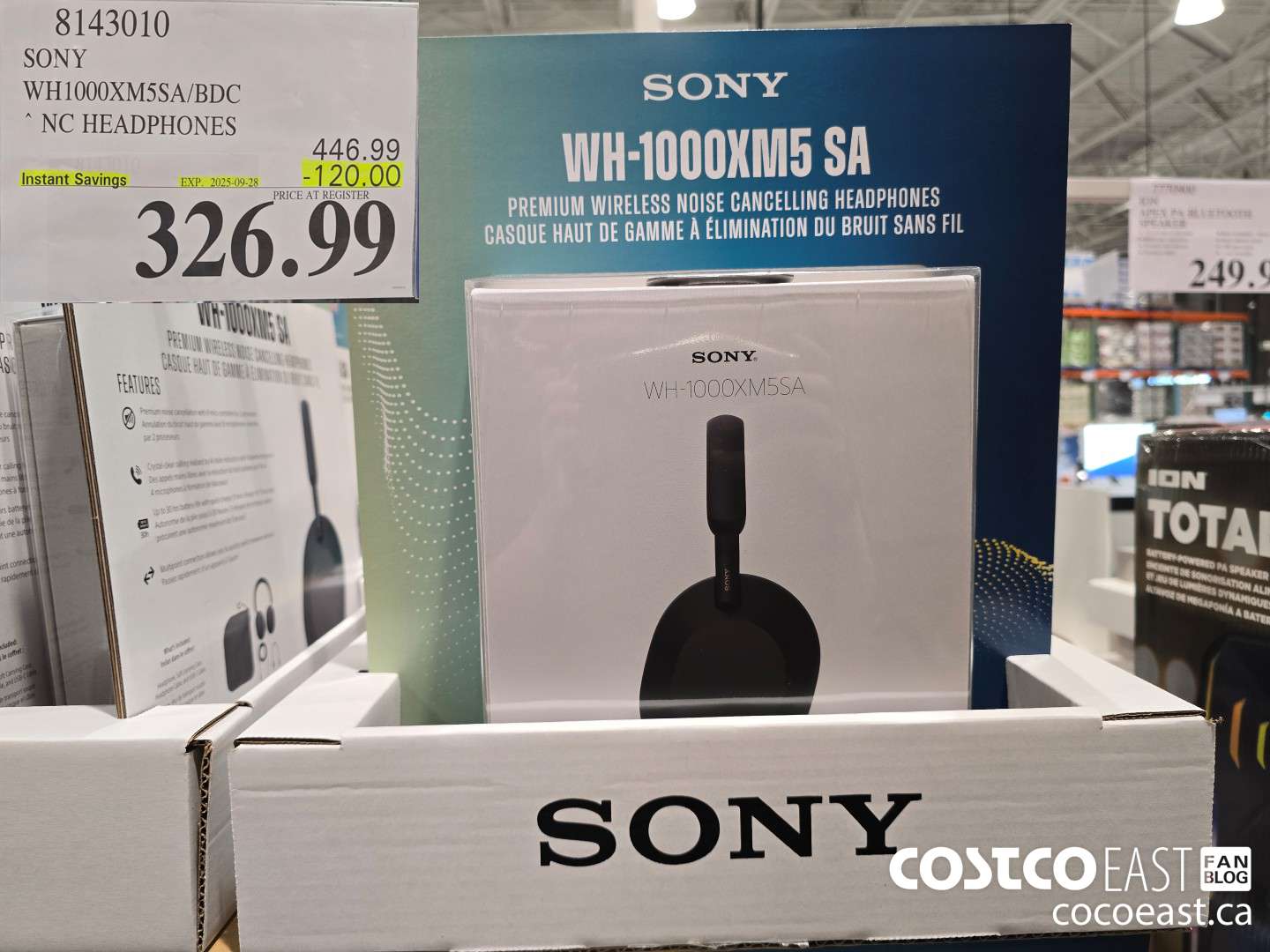 8143010 SONY WH1000XM5SA/BDC * NC HEADPHONES ($120.00 INSTANT SAVINGS EXPIRES ON 2025-09-28) $326.99