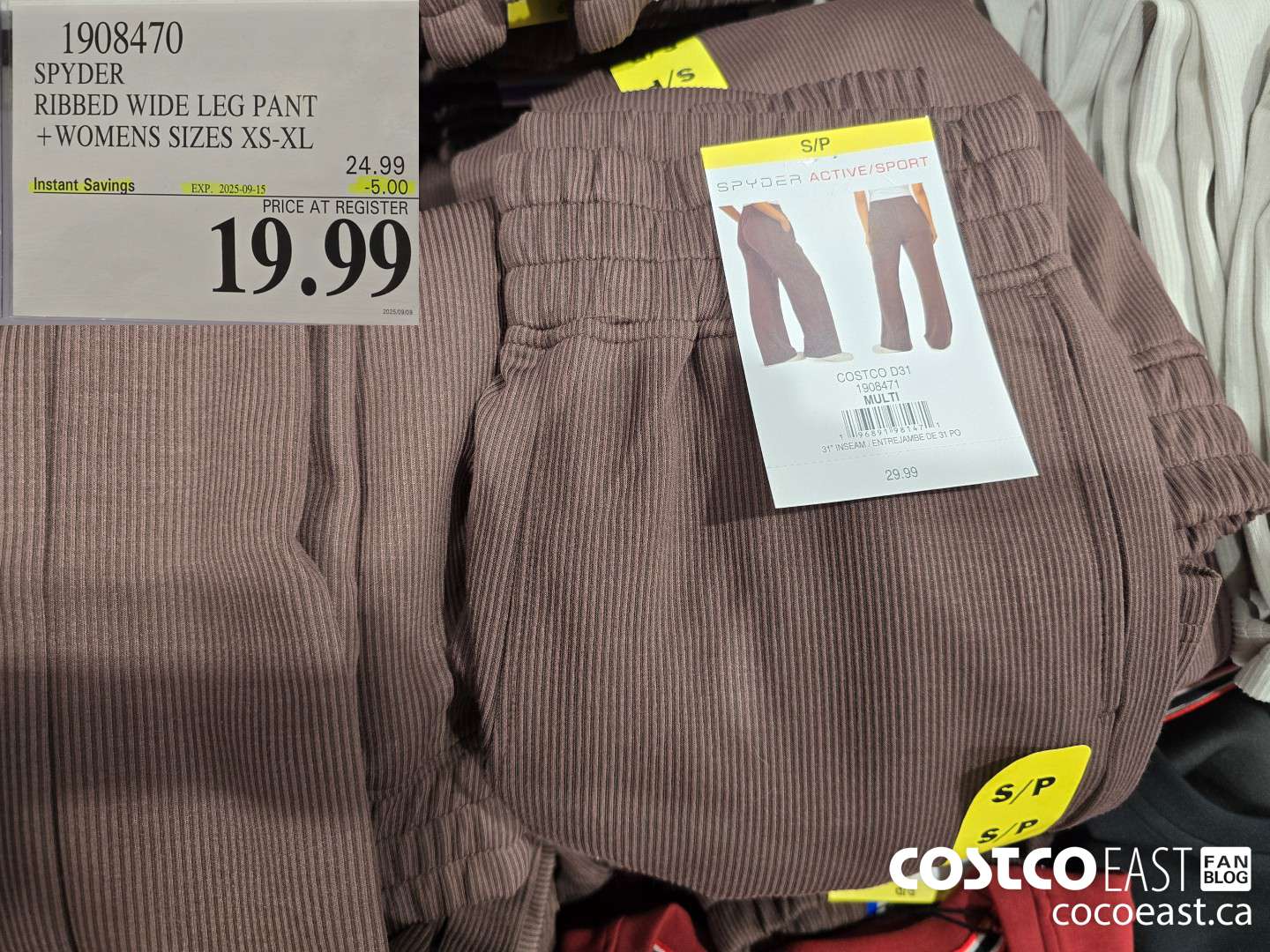 1908470 SPYDER RIBBED WIDE LEG PANT +WOMENS SIZES XS-XL ($5.00 INSTANT SAVINGS EXPIRES ON 2025-09-15) $19.99