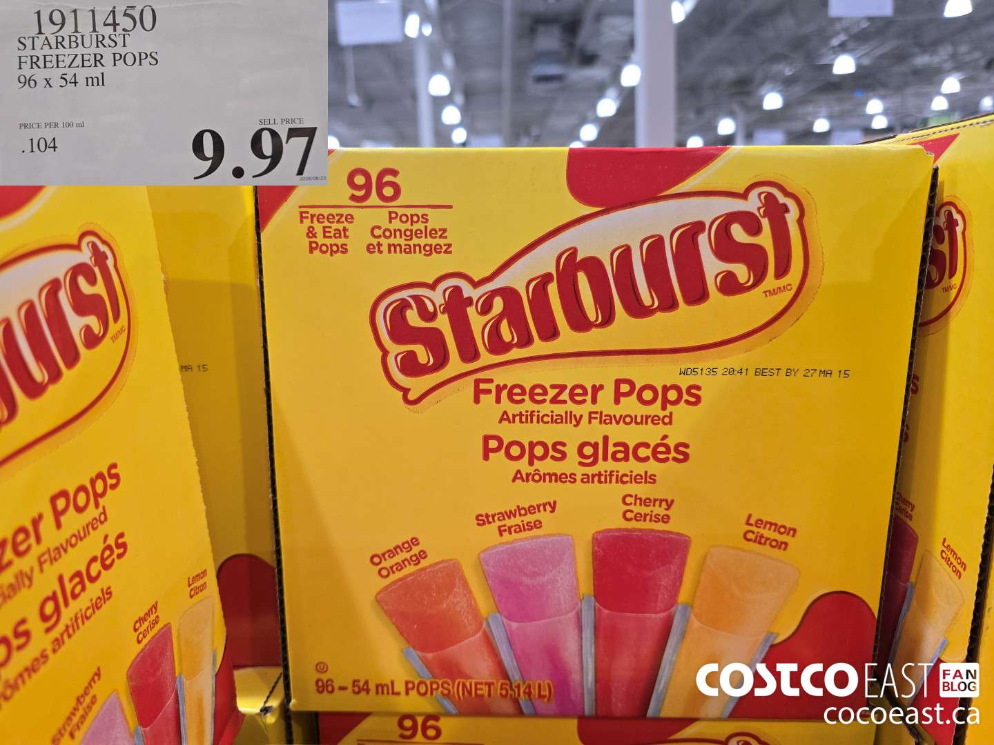 1911450 STARBURST FREEZER POPS VARIETY 96 x 54 ml $9.97