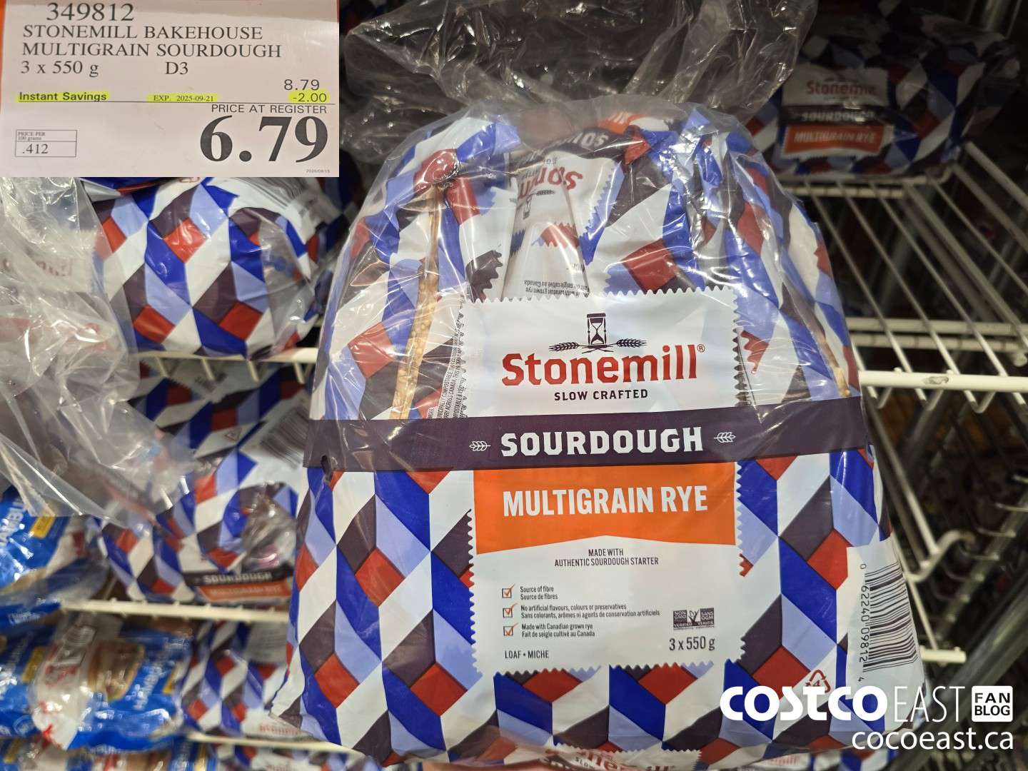 349812 STONEMILL BAKEHOUSE MULTIGRAIN SOURDOUGH 3 X 550 G ($2.00 INSTANT SAVINGS EXPIRES ON 2025-09-21) $6.79