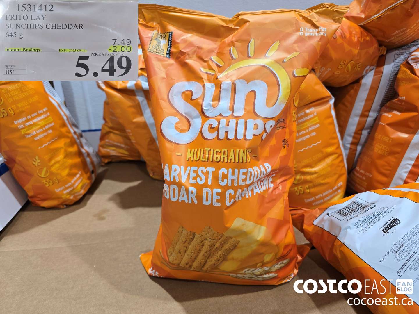 1531412 SUNCHIPS HARVEST CHEDDAR 645 g ($2.00 INSTANT SAVINGS EXPIRES ON 2025-09-14) $5.49