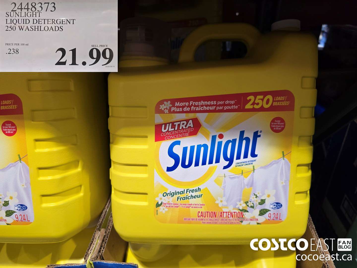 2448373 SUNLIGHT LIQUID DETERGENT 250 wash loads $21.99