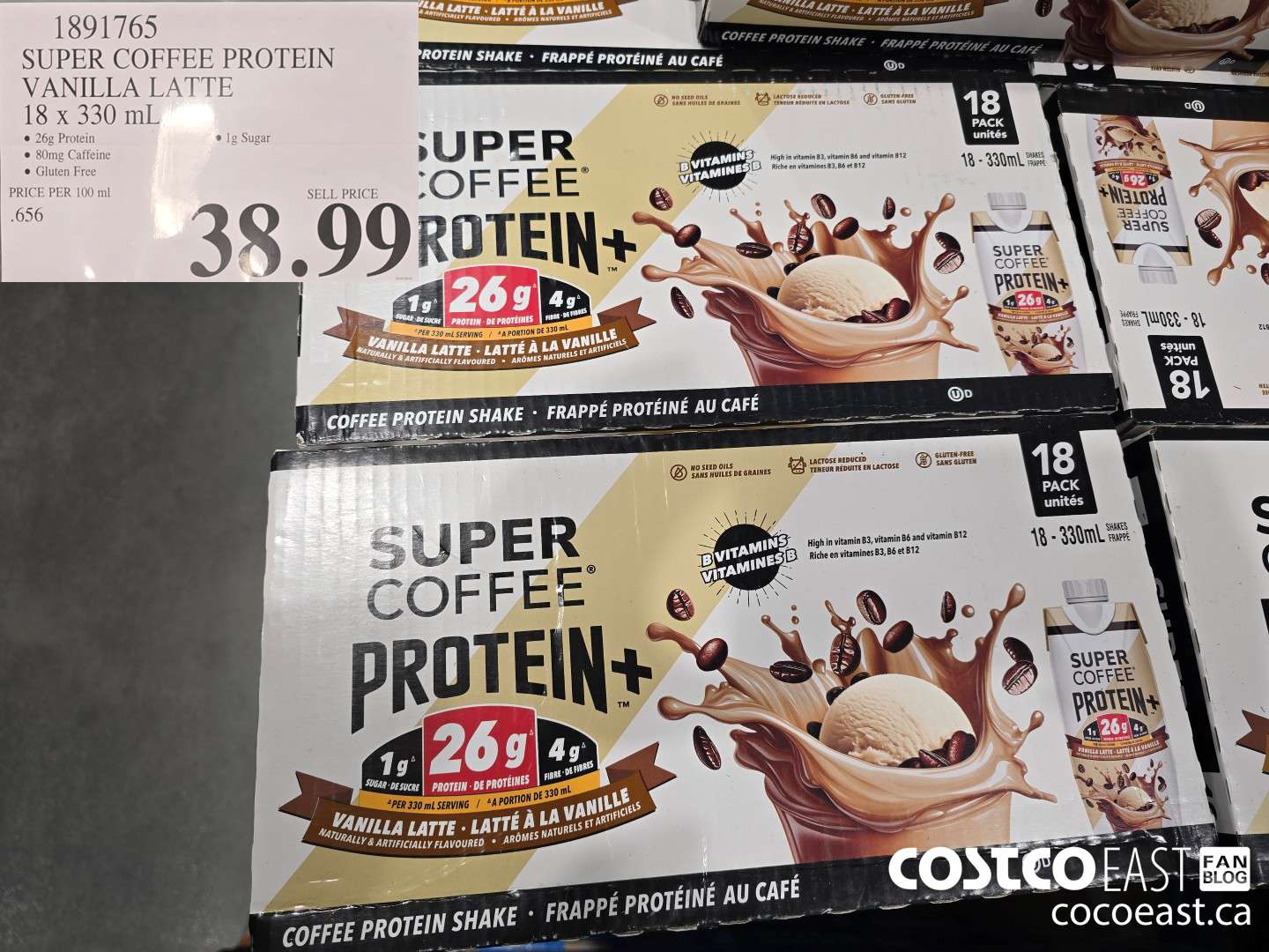 1891765 SUPER COFFEE PROTEIN VANILLA LATTE 18 x 330 mL $38.99