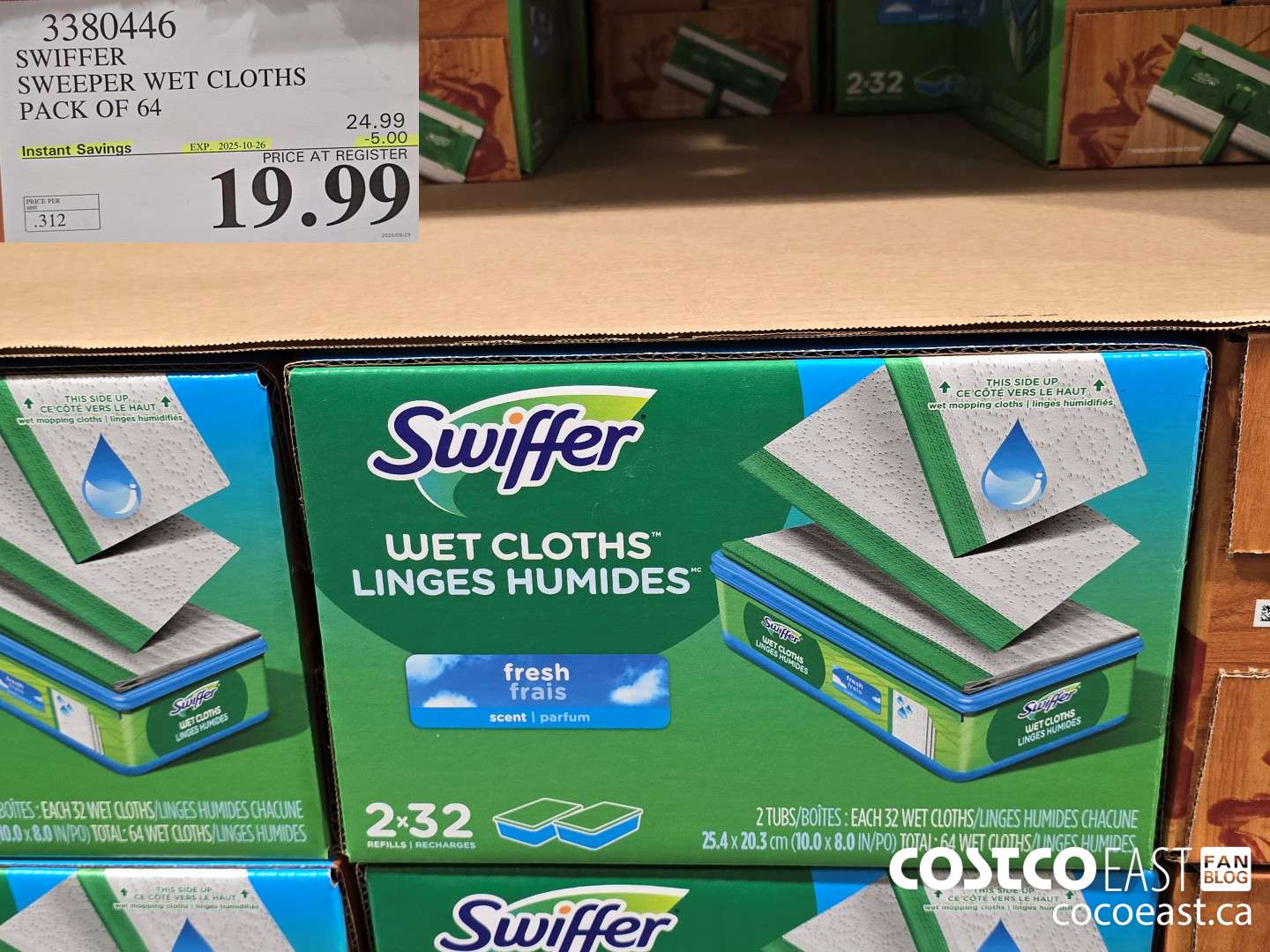3380446 SWIFFER SWEEPER WET CLOTHS PACK OF 64 ($5.00 INSTANT SAVINGS EXPIRES ON 2025-10-26) $19.99