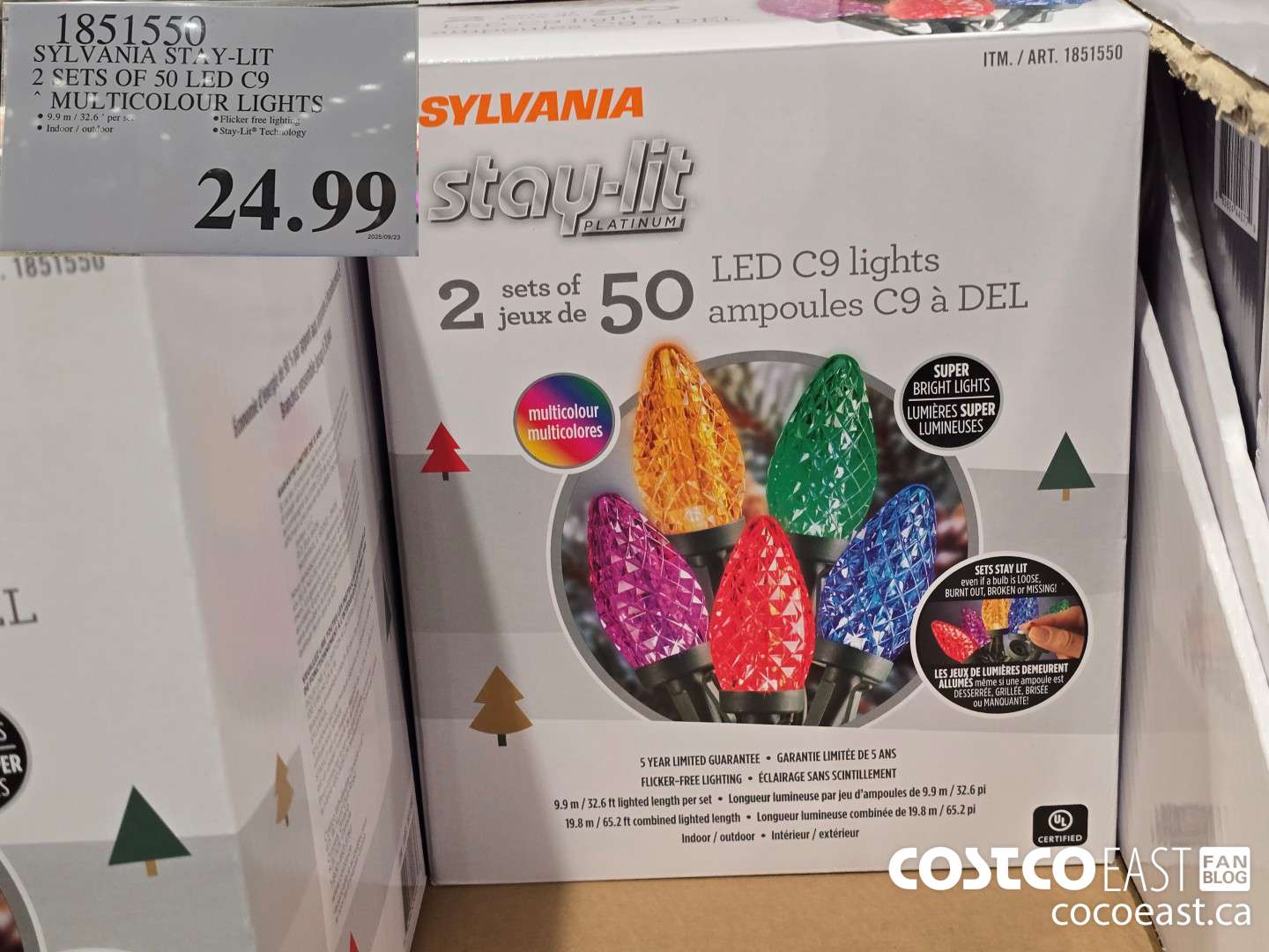 1851550 SYLVANIA ST“.Y-LIT 2 SETS OF 50 LED C9 MULTICOLOUR LIGHTS $24.99