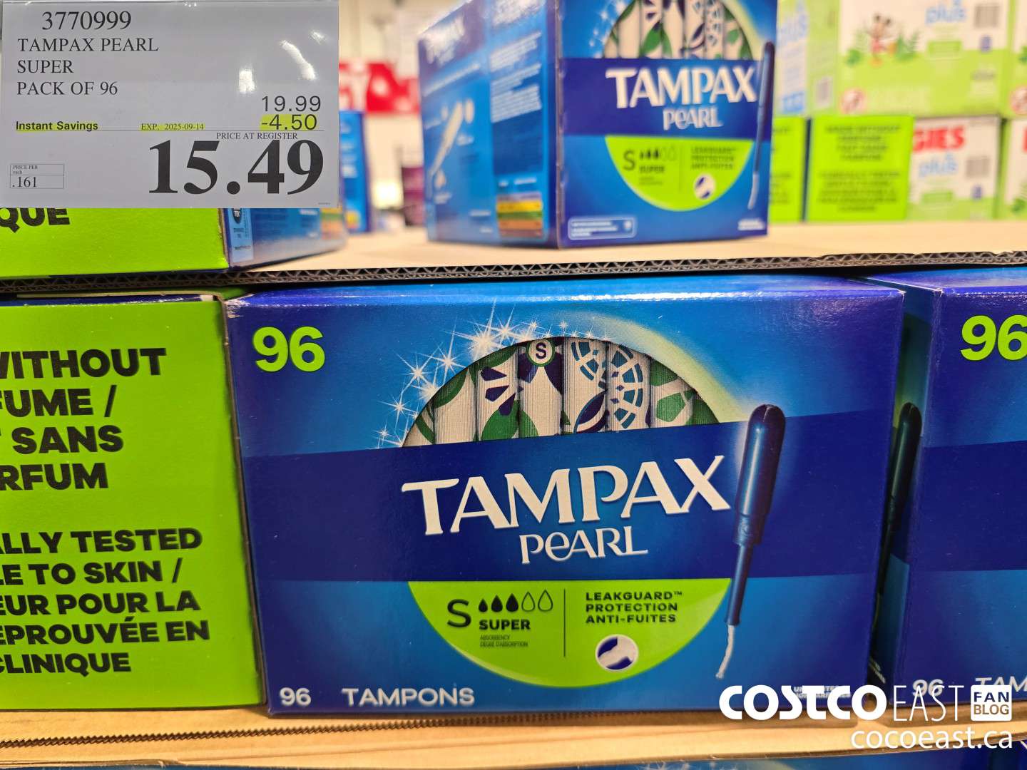 3770999 TAMPAX PEARL SUPER PACK OF 96 ($4.00 INSTANT SAVINGS EXPIRES ON 2025-09-14) $15.49