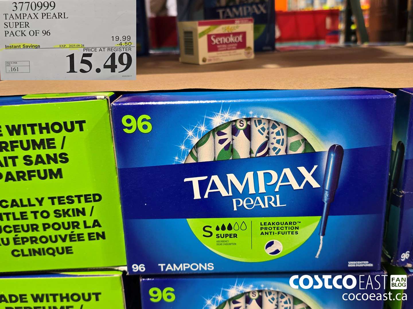 3770999 TAMPAX PEARL SUPER PACK OF 96 ($4.00 INSTANT SAVINGS EXPIRES ON 2025-09-28) $15.49