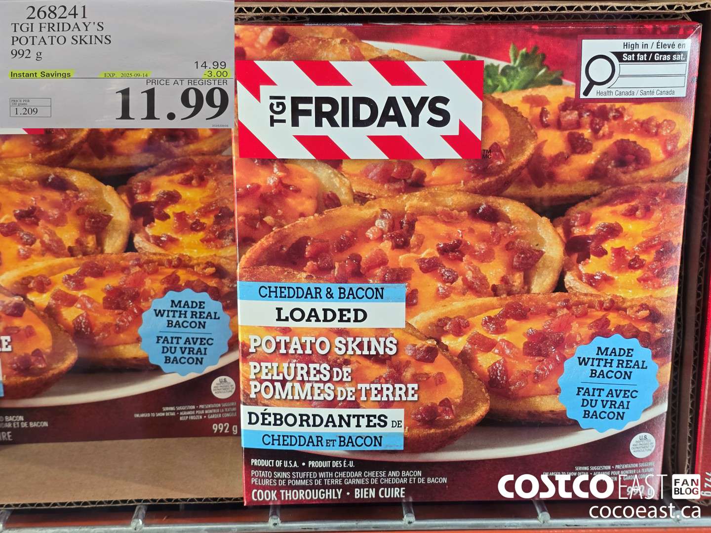 268241 TGI FRIDAY'S POTATO SKINS 992 G ($3.00 INSTANT SAVINGS EXPIRES ON 2025-09-14) $11.99