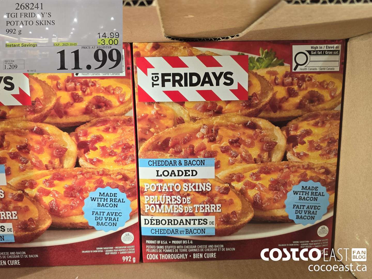 268241 TGI FRIDAY'S POTATO SKINS 992 G ($3.00 INSTANT SAVINGS EXPIRES ON 2025-10-05) $11.99