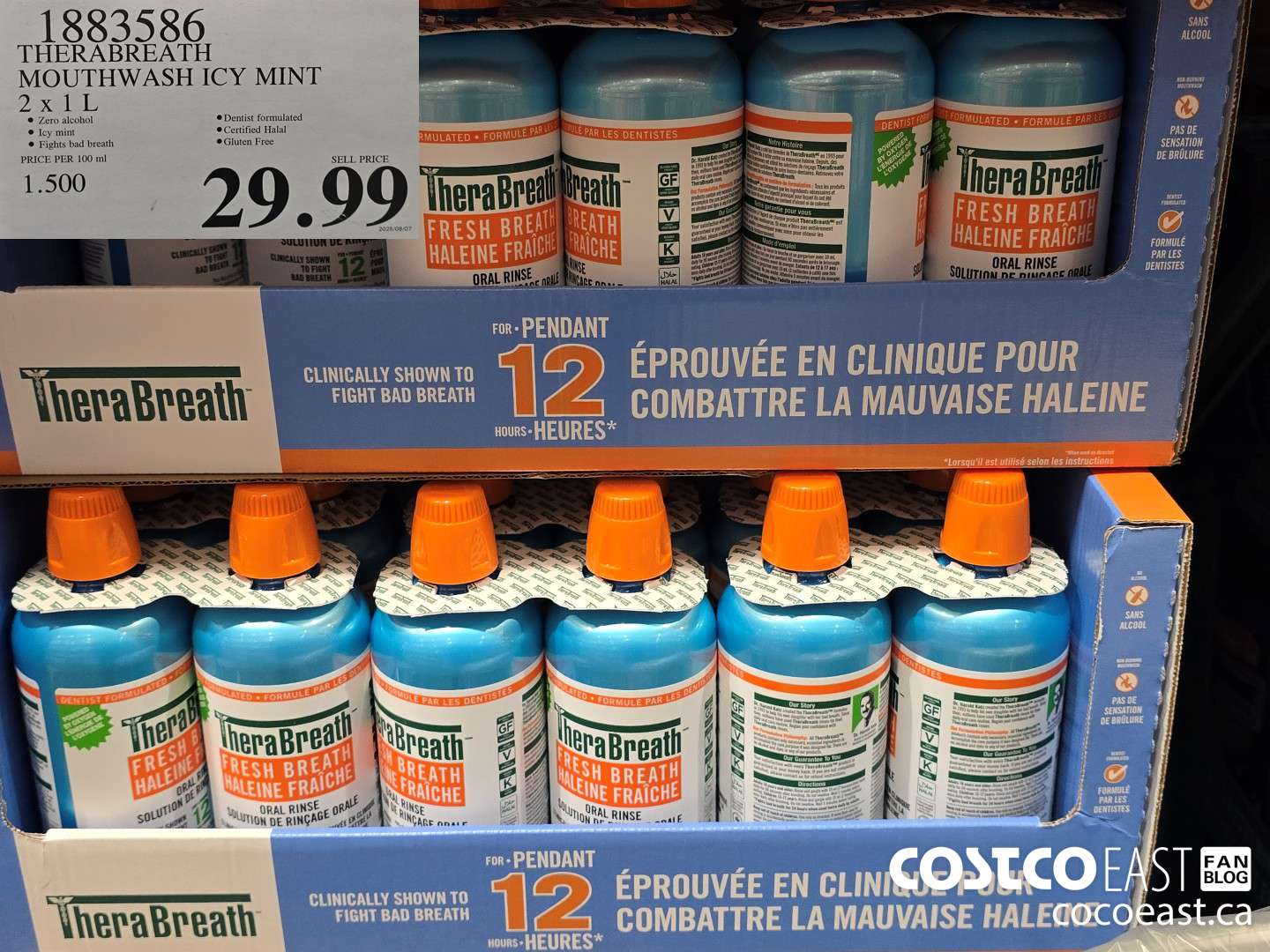 1883586 THERABREATH MOUTHWASH ICY MINT 2 X 1L $29.99