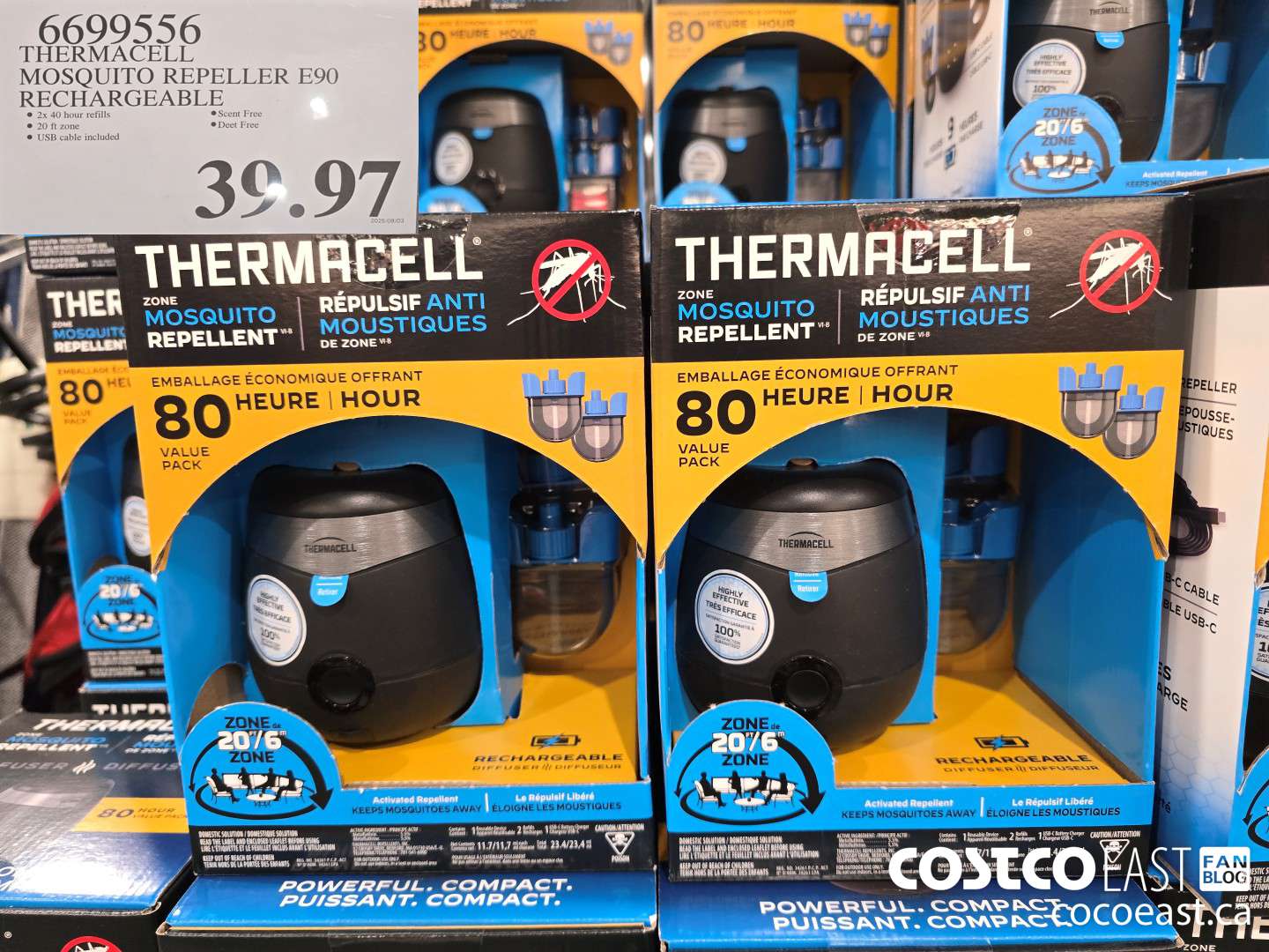 6699556 THERMACELL MOSQUITO REPELLER E90 RECHARGEABLE $39.97