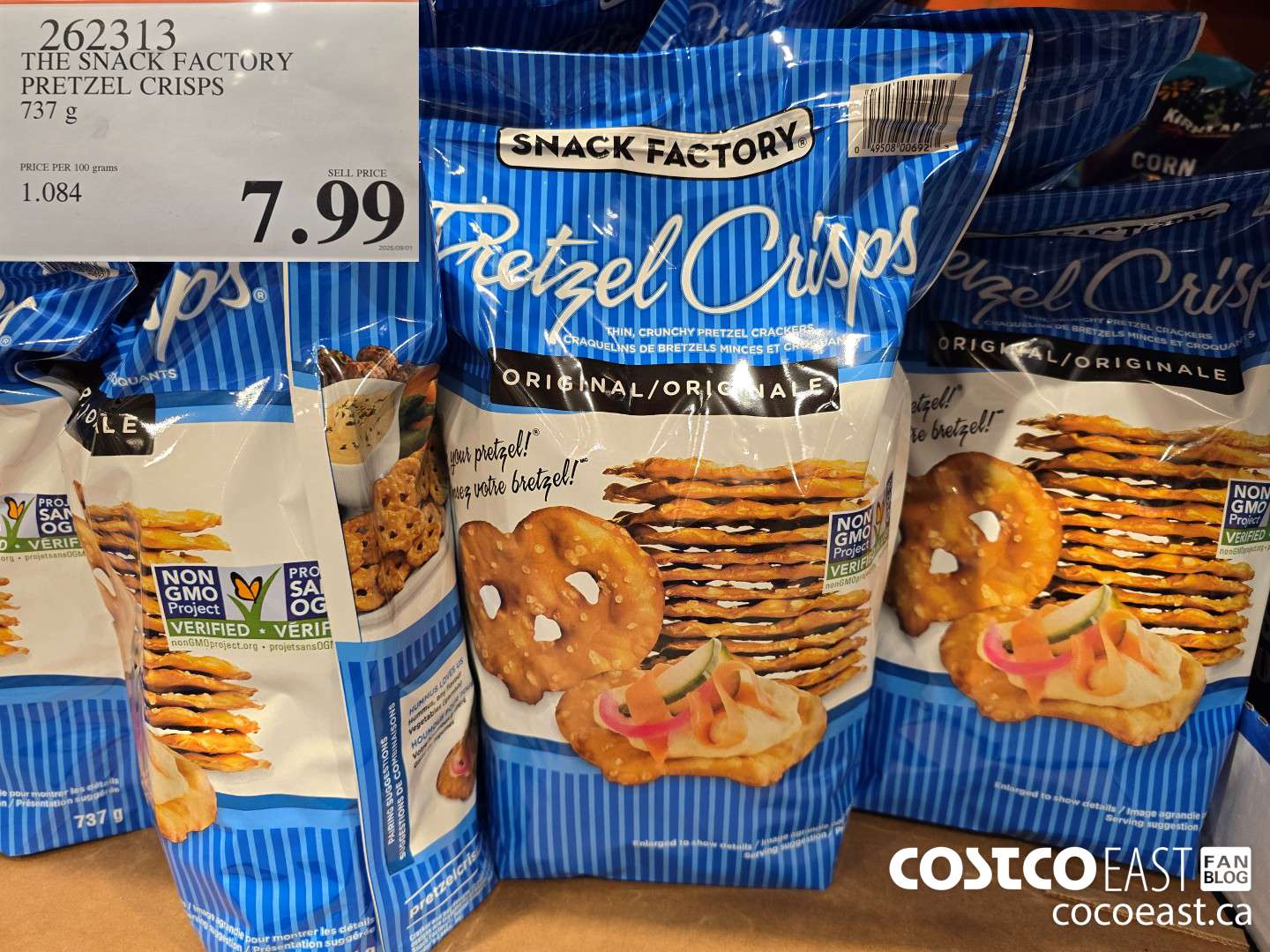 262313 THE SNACK FACTORY PRETZEL CRISPS 737 G $7.99
