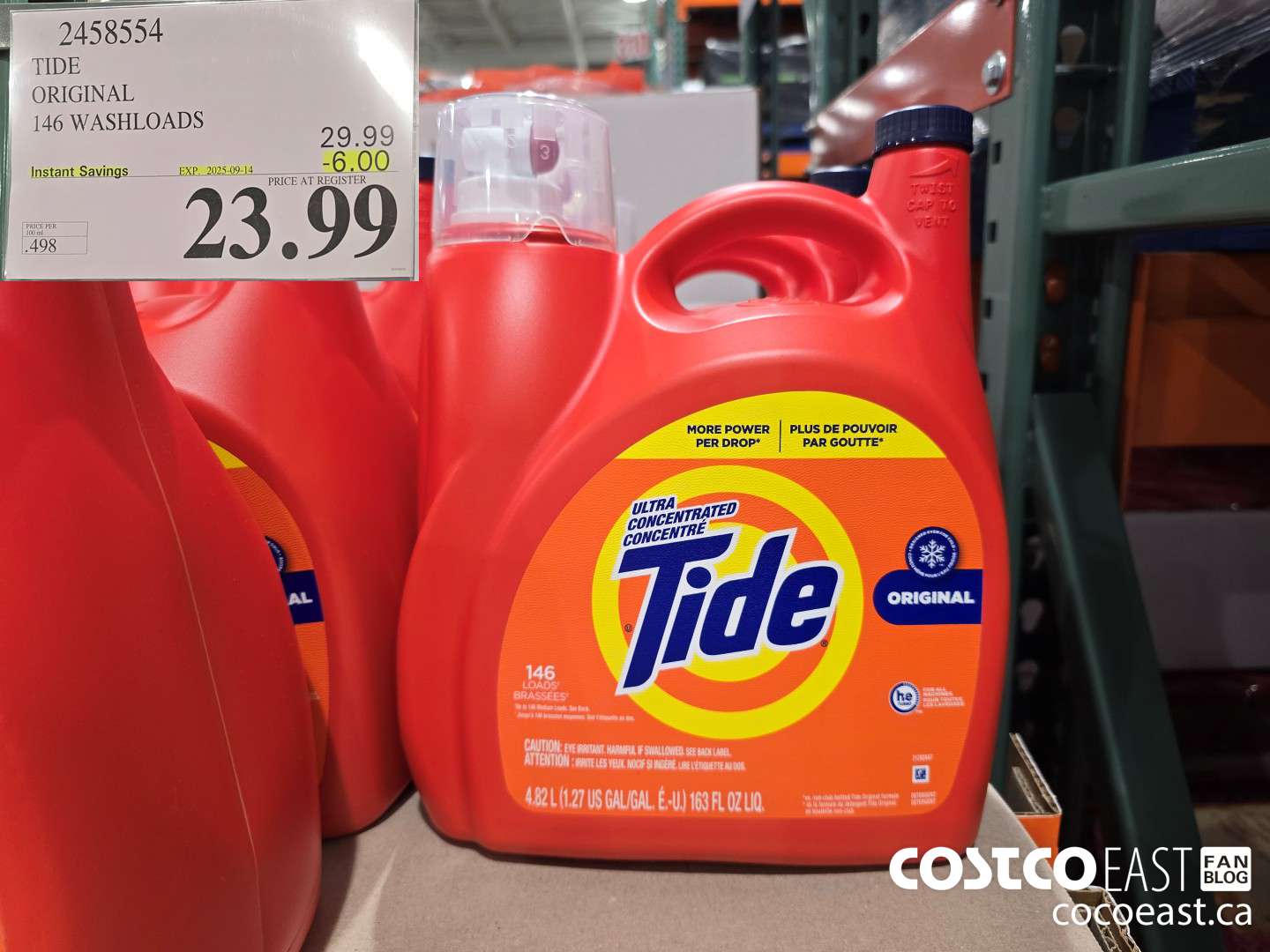 2458554 TIDE ORIGINAL 146 WASHLOADS ($6.00 INSTANT SAVINGS EXPIRES ON 2025-09-14) $23.99