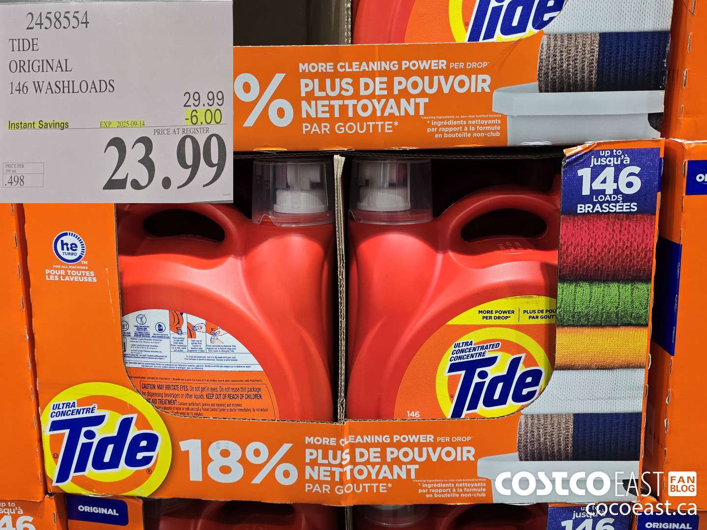 2458554 TIDE ORIGINAL 146 WASHLOADS ($6.00 INSTANT SAVINGS EXPIRES ON 2025-09-14) $23.99