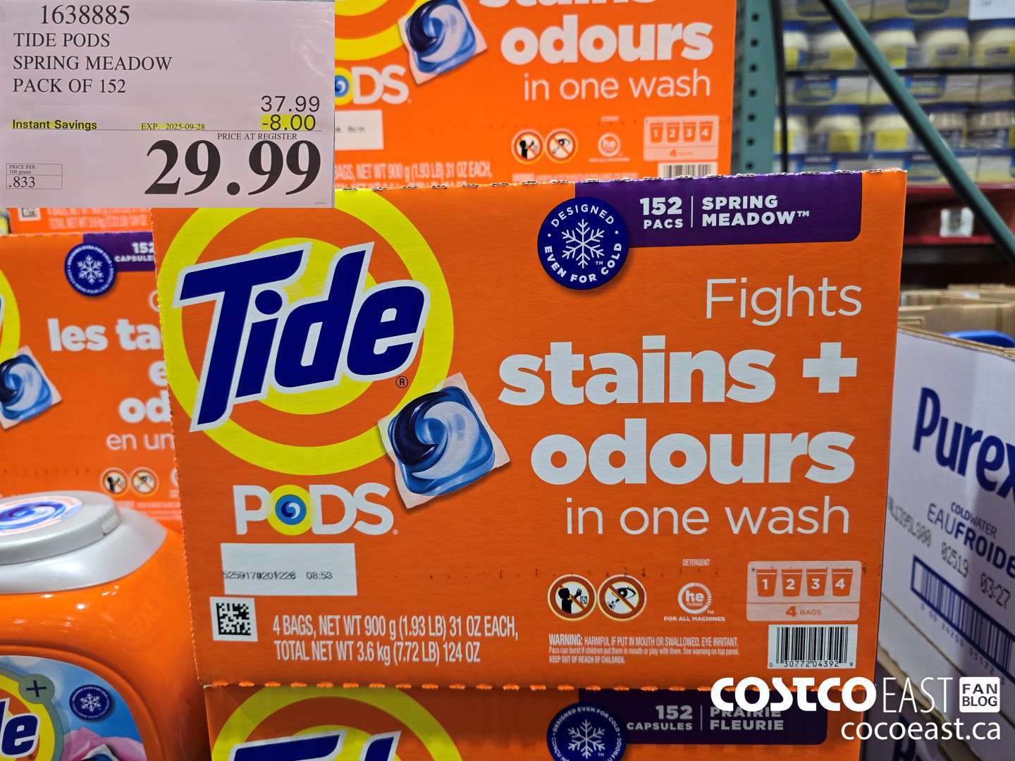 1638885 TIDE PODS SPRING MEADOW PACK OF 152 ($8.00 INSTANT SAVINGS EXPIRES ON 2025-09-28) $29.99