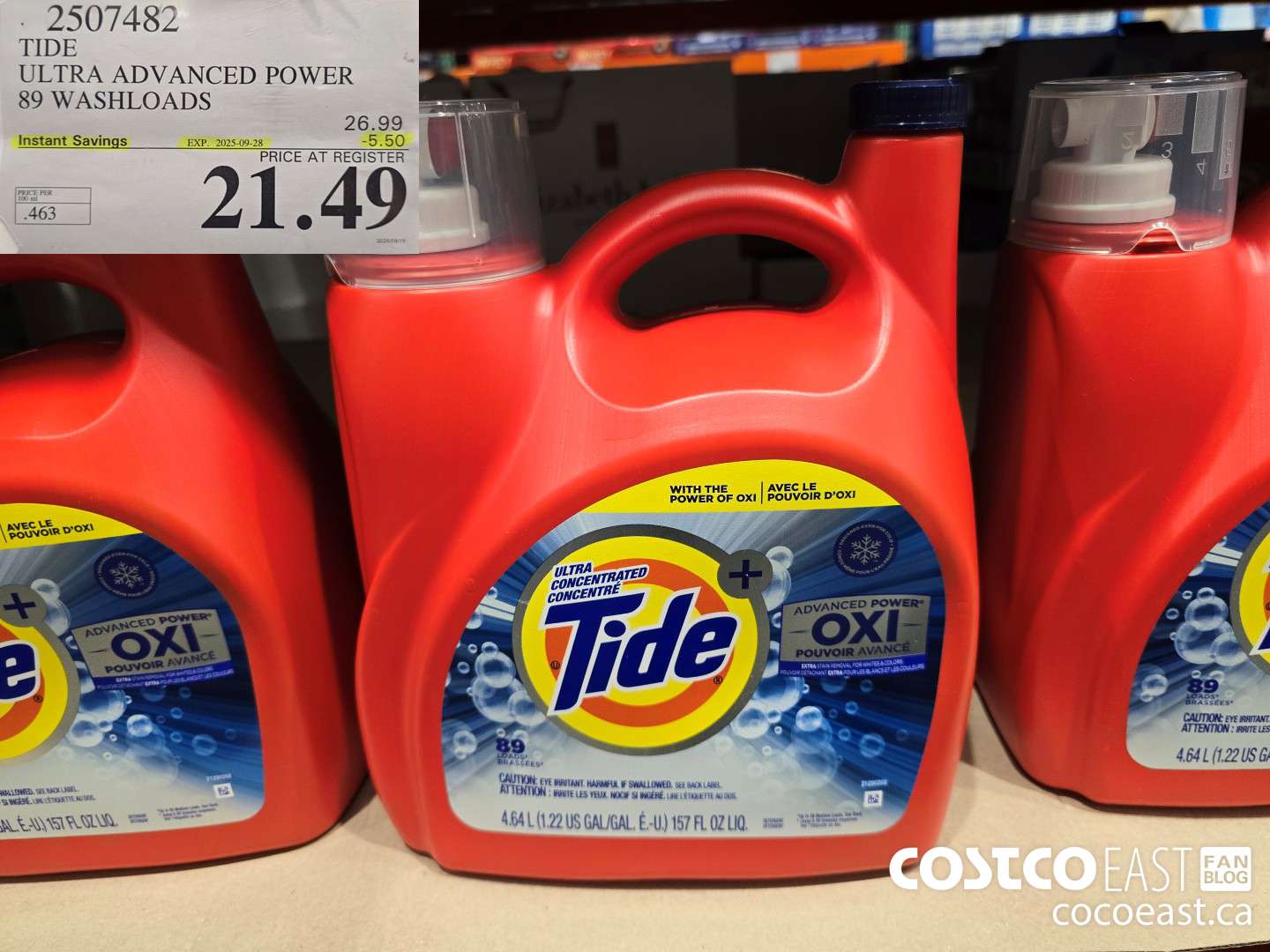 2507482 TIDE ULTRA ADVANCED POWER 89 WASHLOADS ($5.50 INSTANT SAVINGS EXPIRES ON 2025-09-28) $21.49