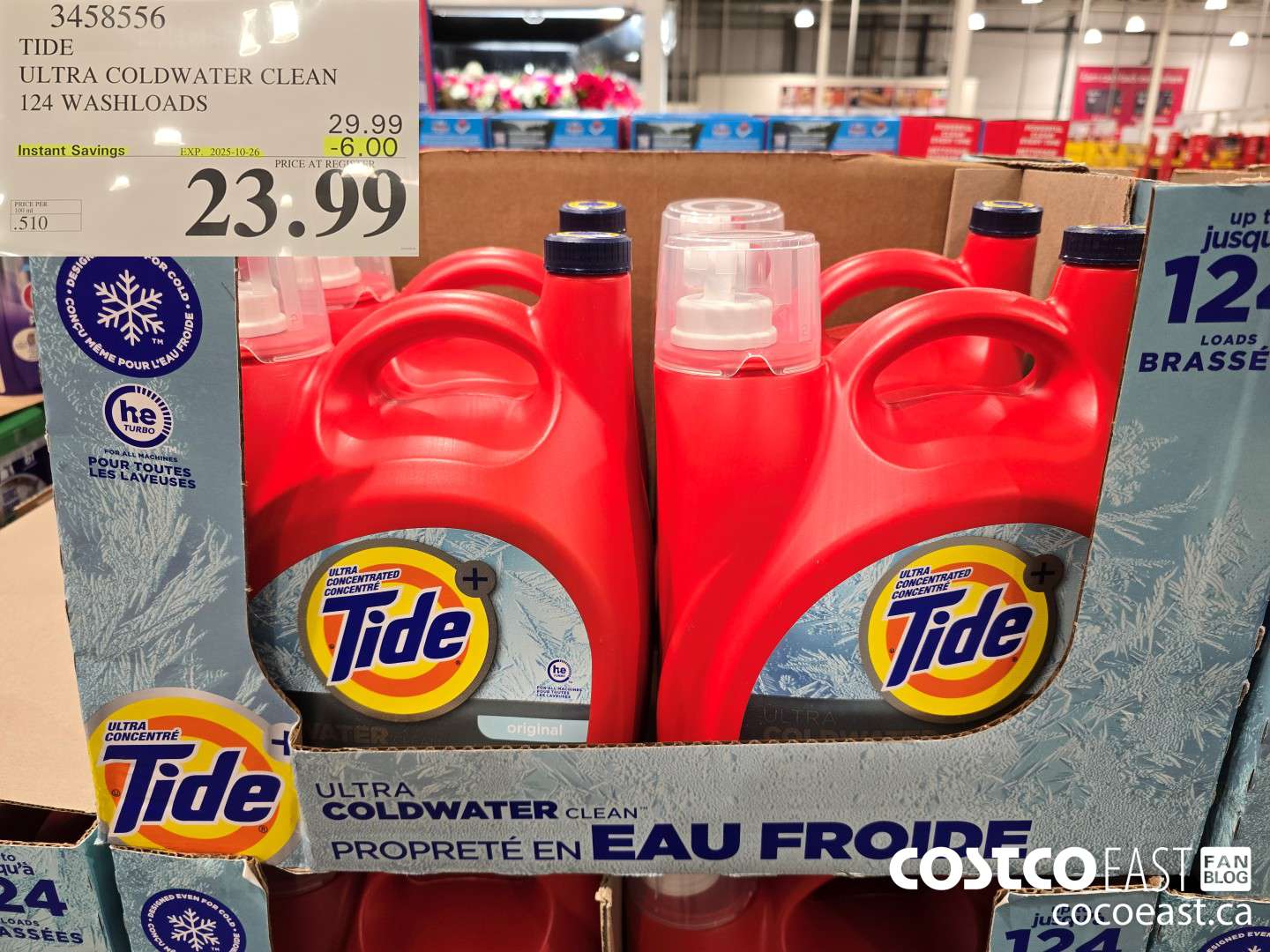 3458556 TIDE ULTRA COLDWATER CLEAN 124 WASHLOADS ($6.00 INSTANT SAVINGS EXPIRES ON 2025-10-26) $23.99