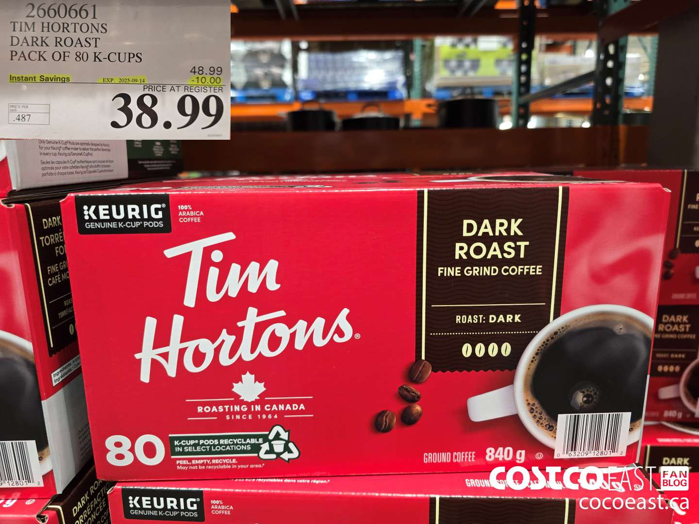 2660661 TIM HORTONS DARK ROAST PACK OF 80 K-CUPS ($10.00 INSTANT SAVINGS EXPIRES ON 2025-09-14) $38.99